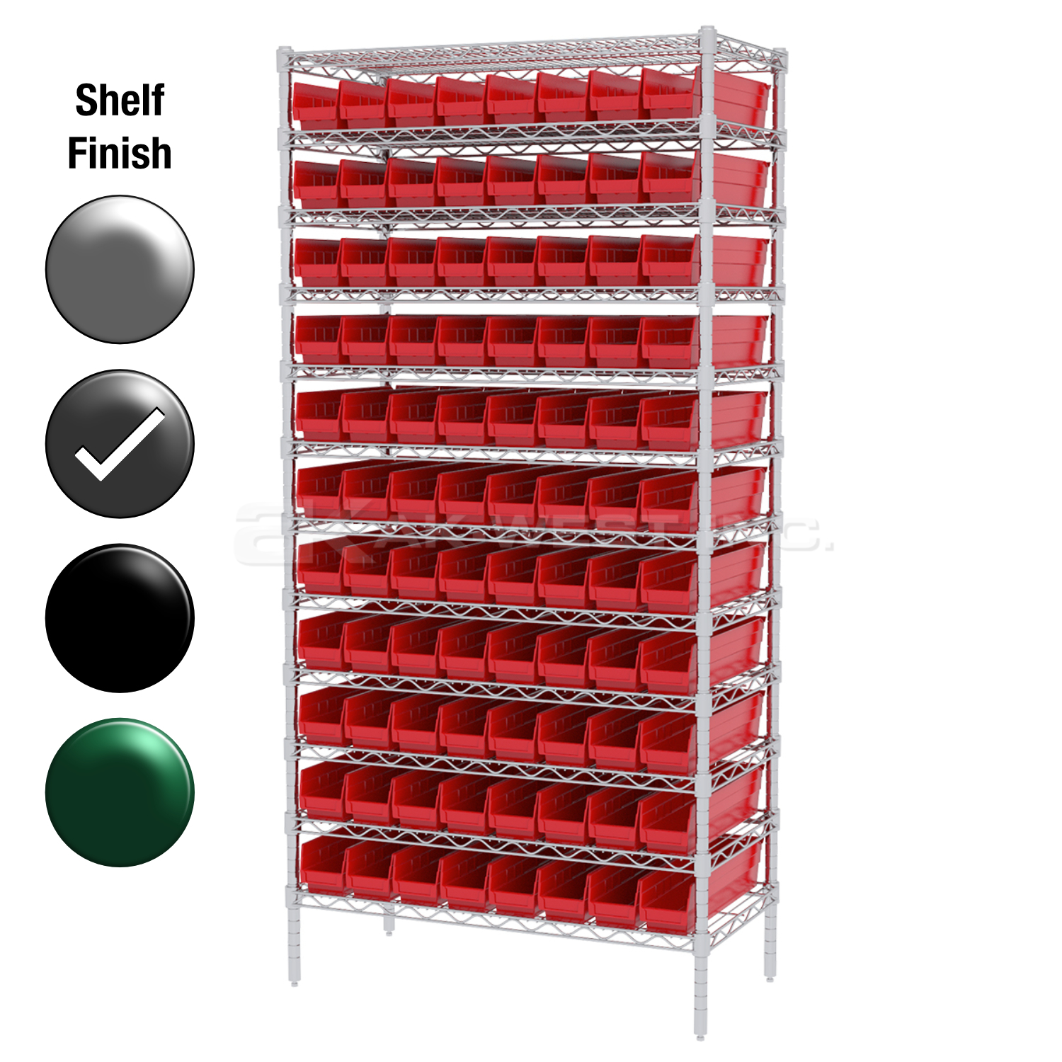 24"D x 36"W x 74"H Grey Epoxy Shelf w/ (12) Shelves and (88) 30124s