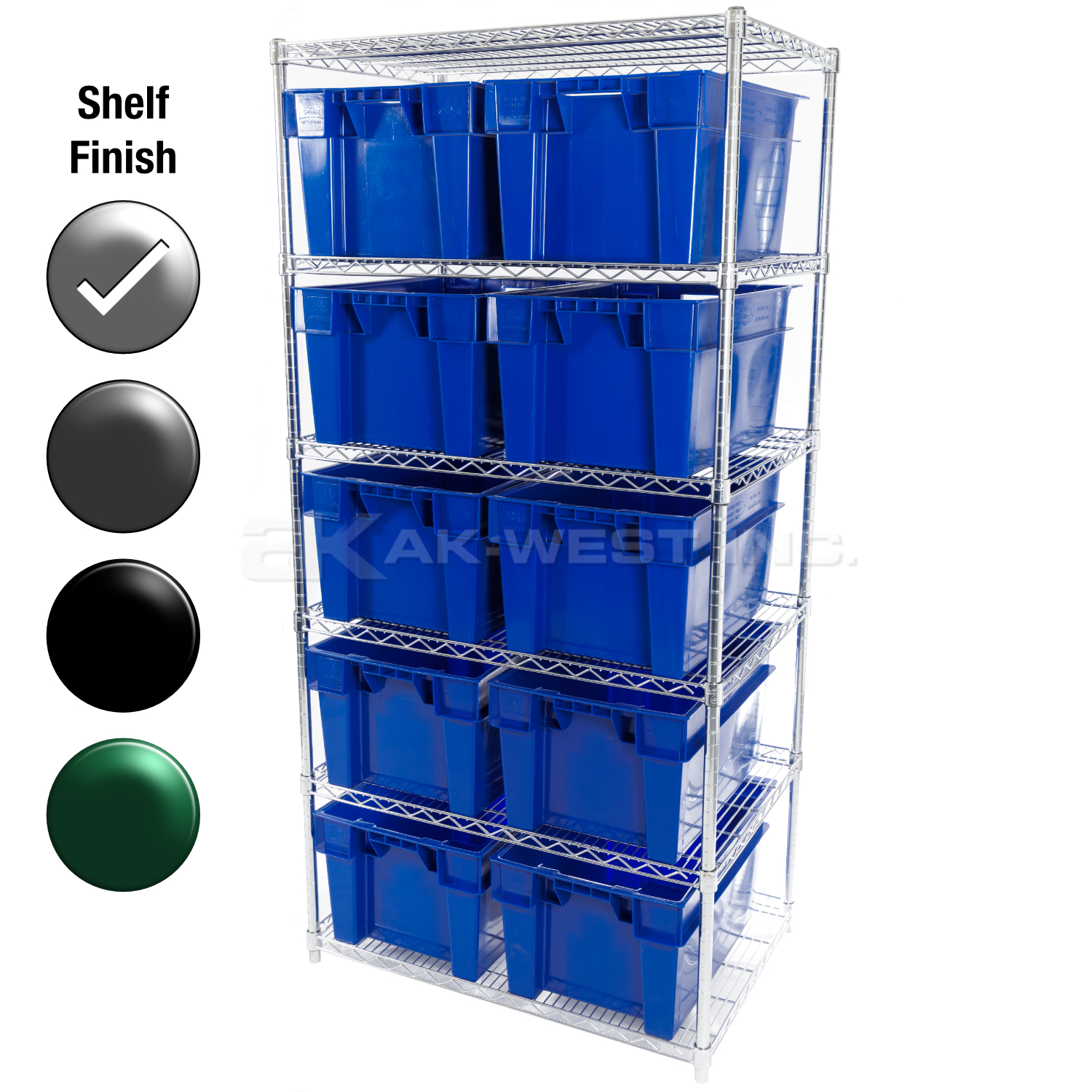 24"D x 36"W x 74"H Chrome Shelf w/ (4) Shelves and (10) SN24161200s