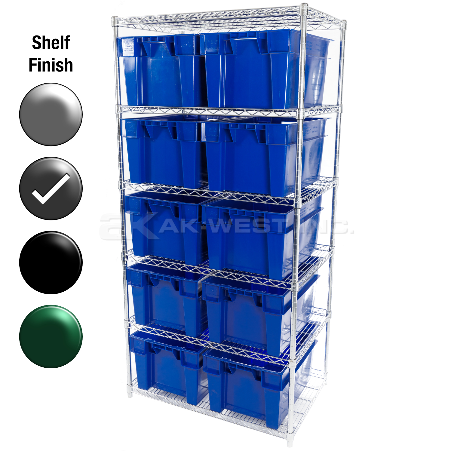 24"D x 36"W x 74"H Grey Epoxy Shelf w/ (4) Shelves and (10) SN24161200s
