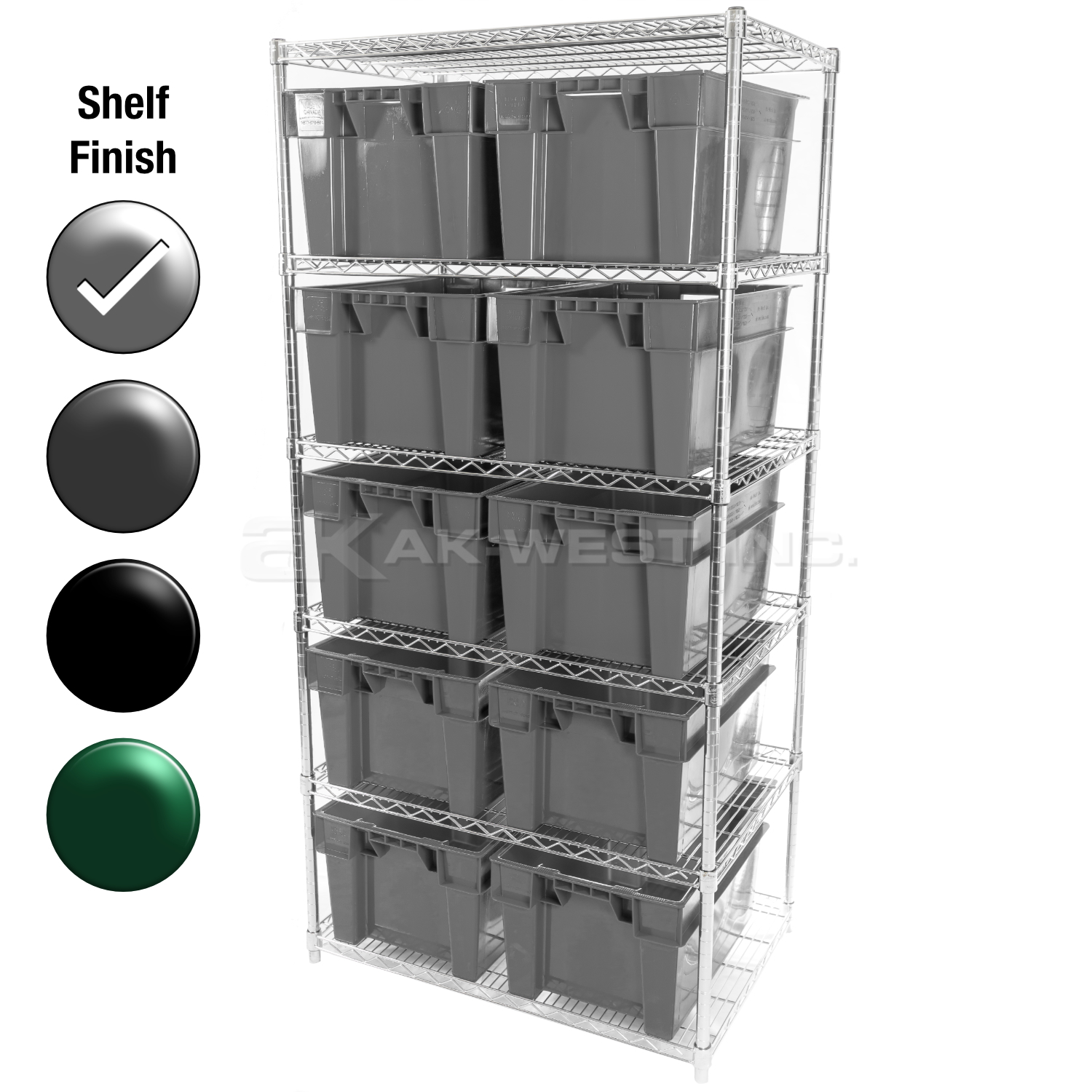24"D x 36"W x 74"H Chrome Shelf w/ (4) Shelves and (10) SN24161200s