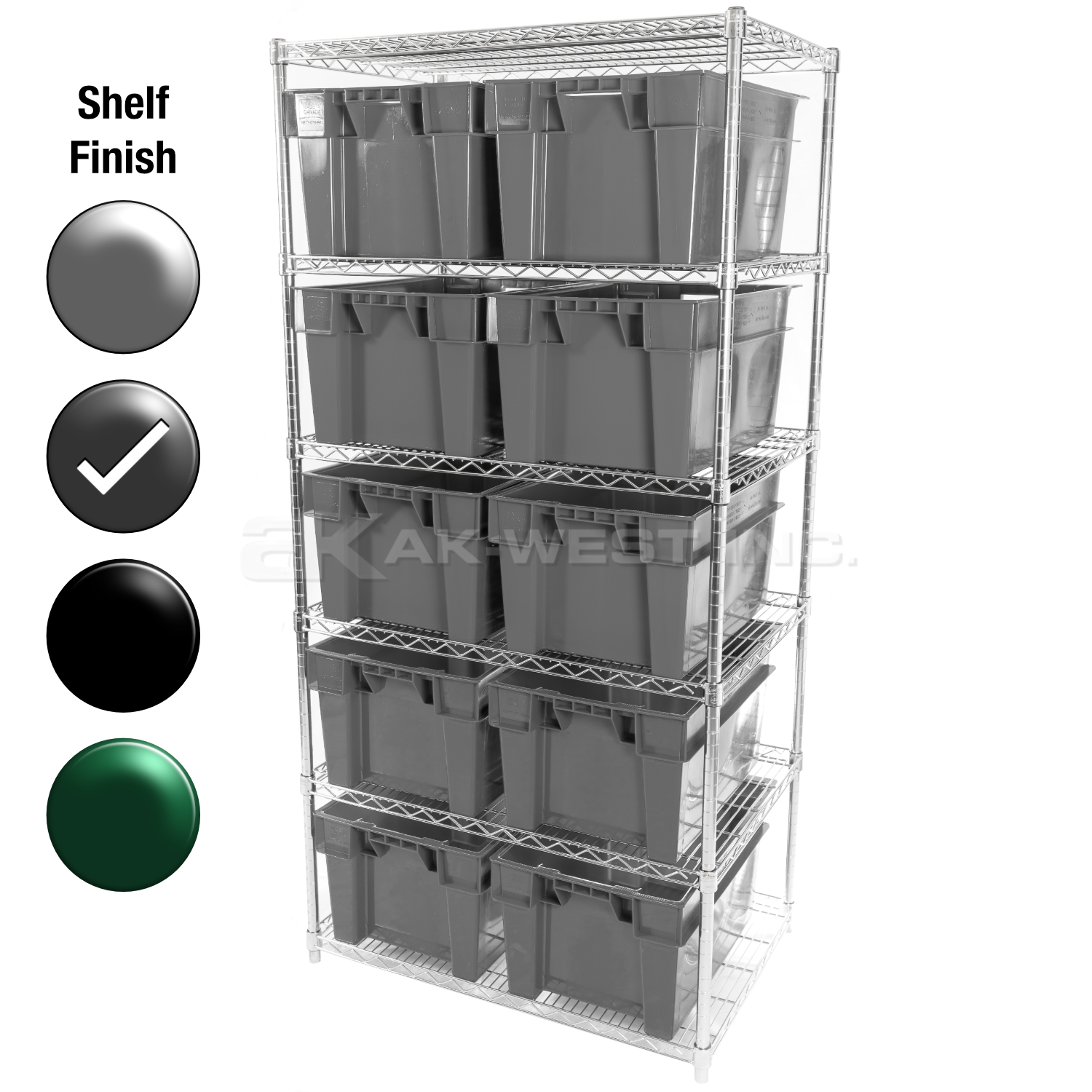 24"D x 36"W x 74"H Grey Epoxy Shelf w/ (4) Shelves and (10) SN24161200s