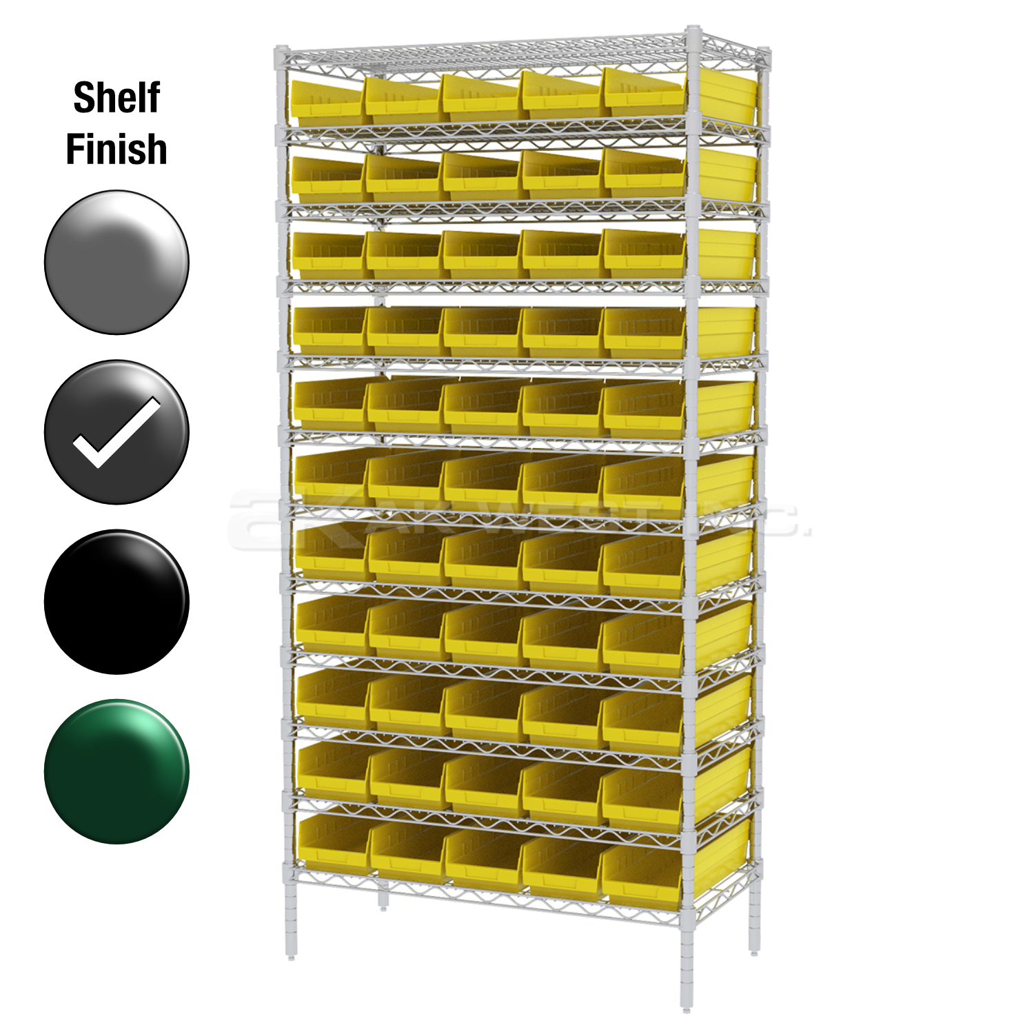 24"D x 36"W x 74"H Grey Epoxy Shelf w/ (12) Shelves and (55) 30164s
