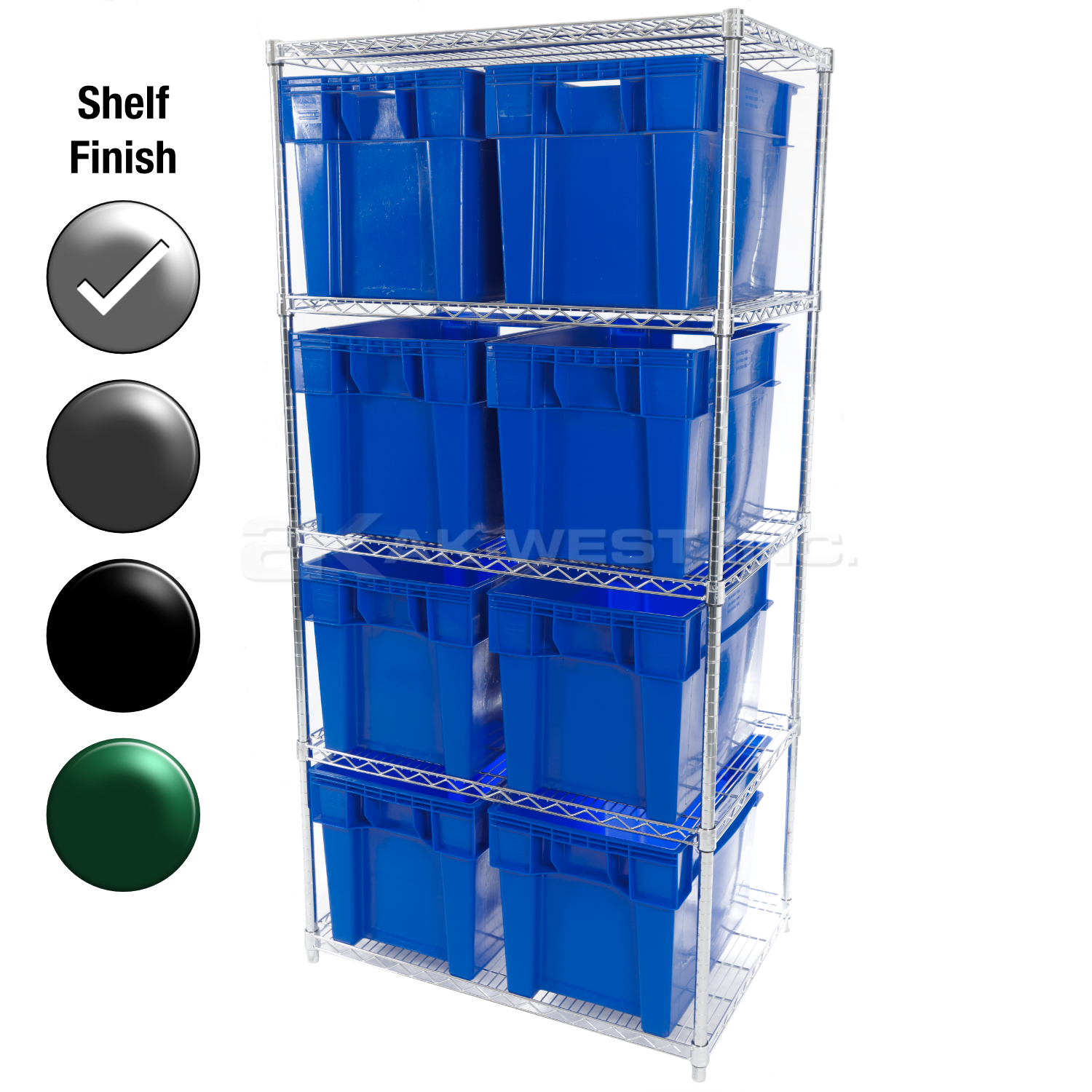 24"D x 36"W x 74"H Chrome Shelf w/ (3) Shelves and (8) SN24161600s