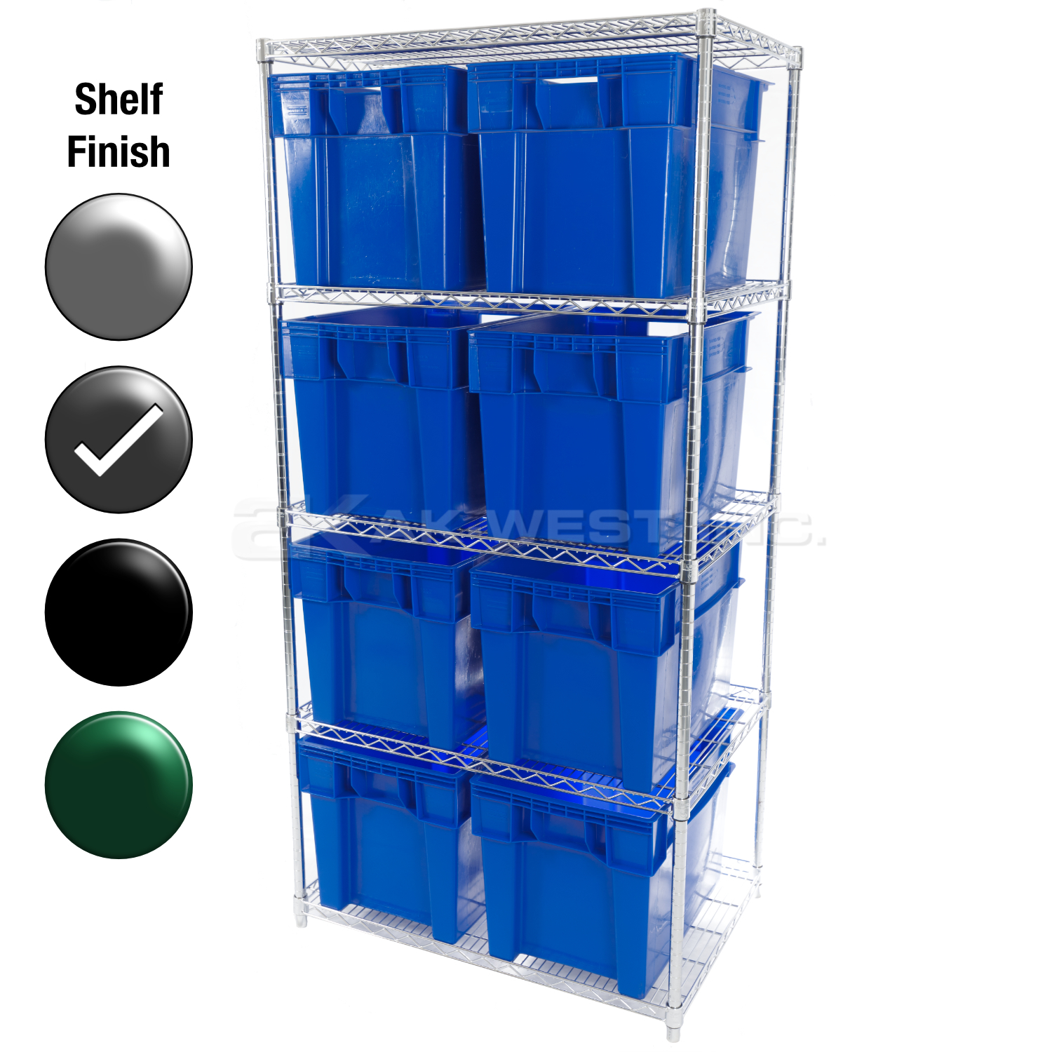 24"D x 36"W x 74"H Grey Epoxy Shelf w/ (3) Shelves and (8) SN24161600s