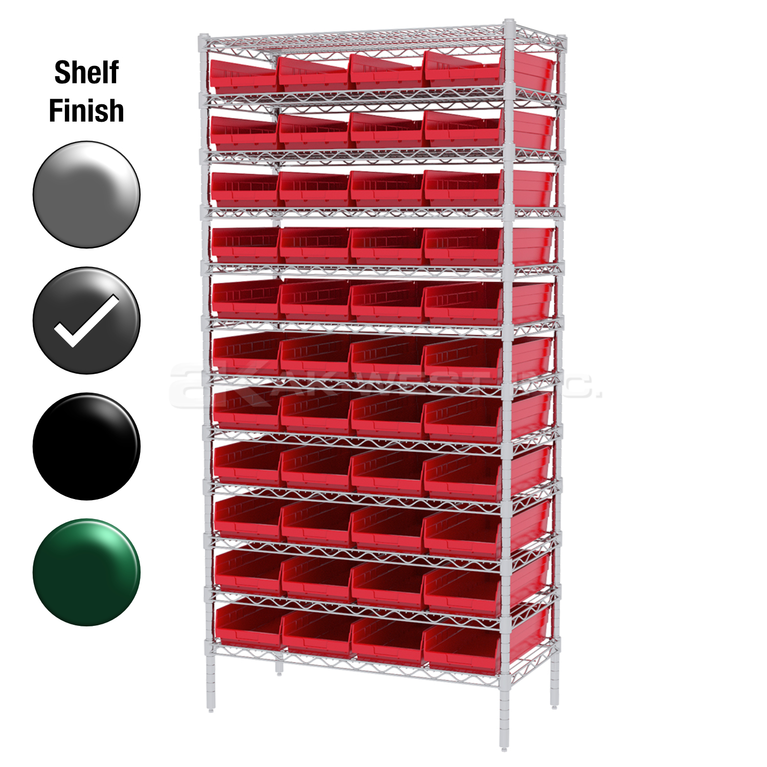 24"D x 36"W x 74"H Grey Epoxy Shelf w/ (12) Shelves and (44) 30184s