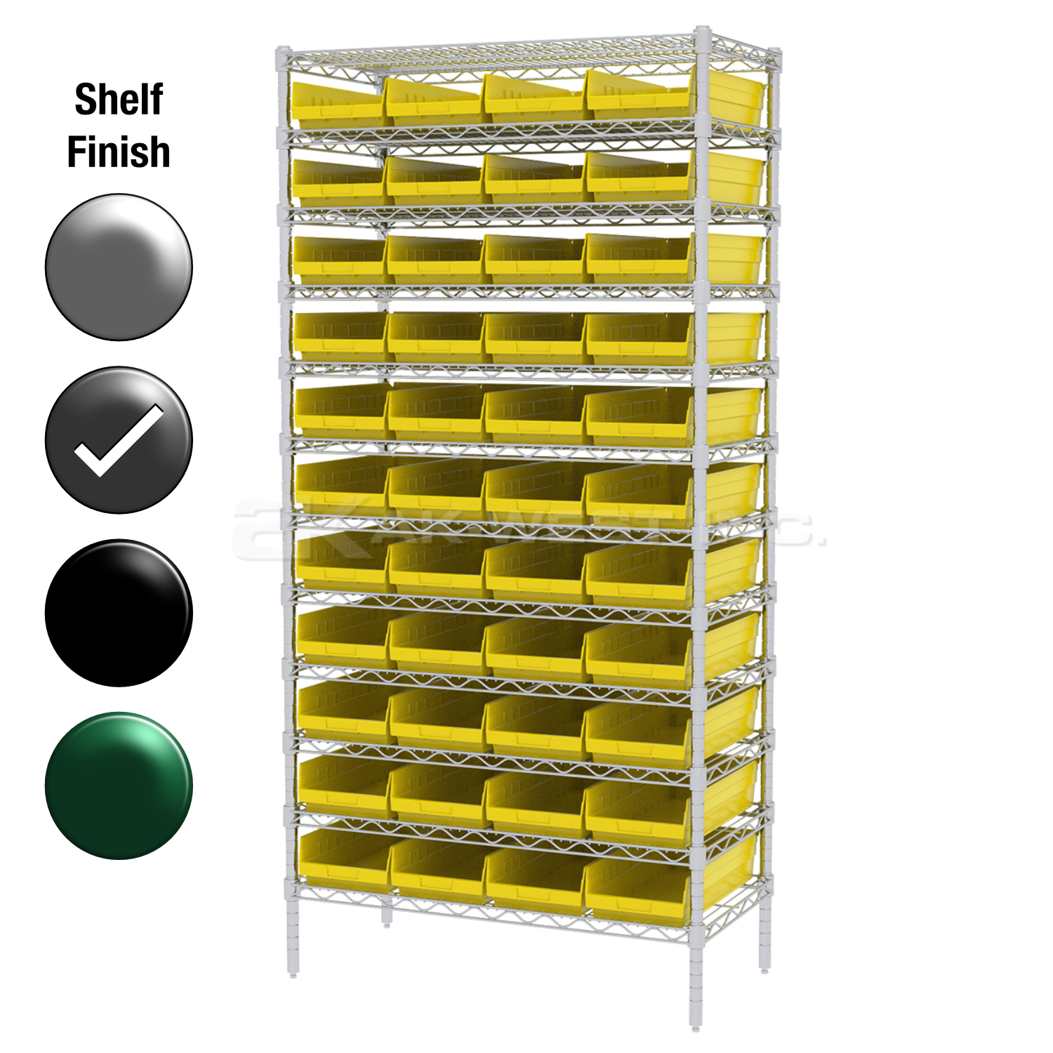 24"D x 36"W x 74"H Grey Epoxy Shelf w/ (12) Shelves and (44) 30184s