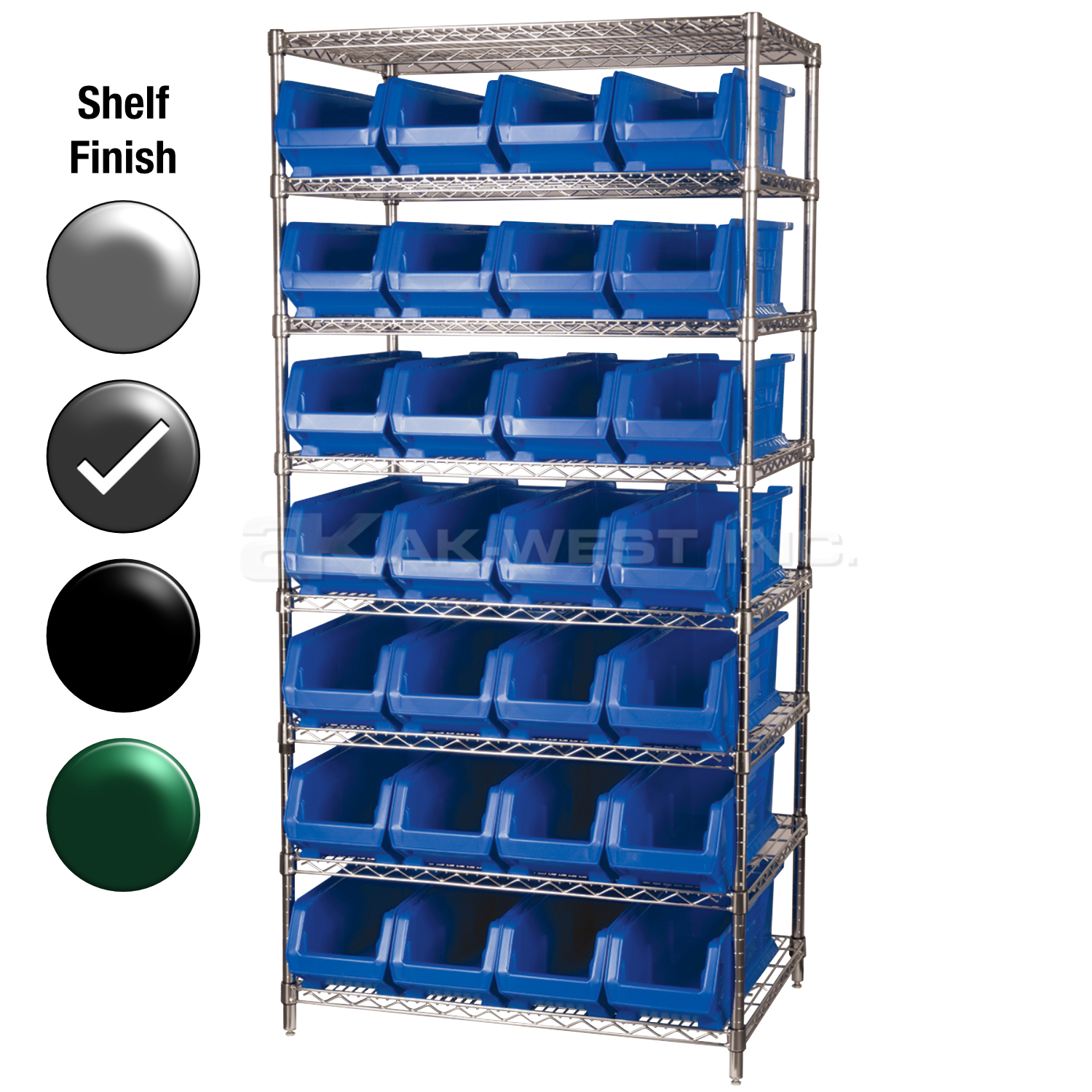 24"D x 36"W x 74"H Grey Epoxy Shelf w/ (8) Shelves and (28) 30284s
