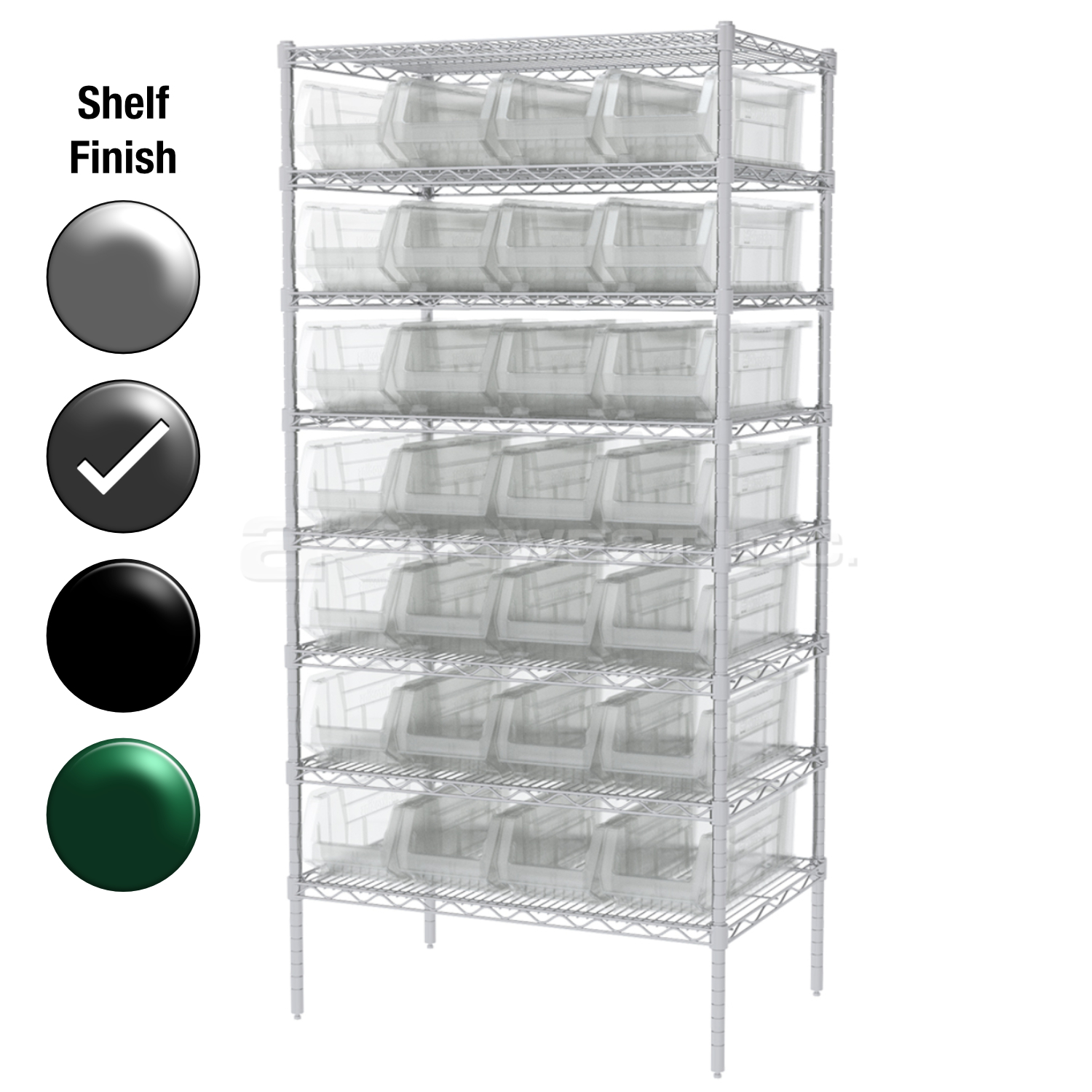 24"D x 36"W x 74"H Grey Epoxy Shelf w/ (8) Shelves and (28) 30284s