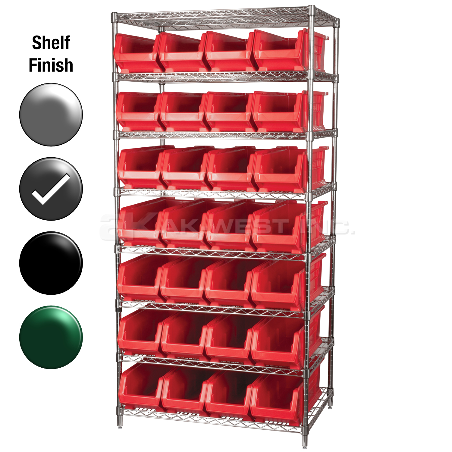 24"D x 36"W x 74"H Grey Epoxy Shelf w/ (8) Shelves and (28) 30284s