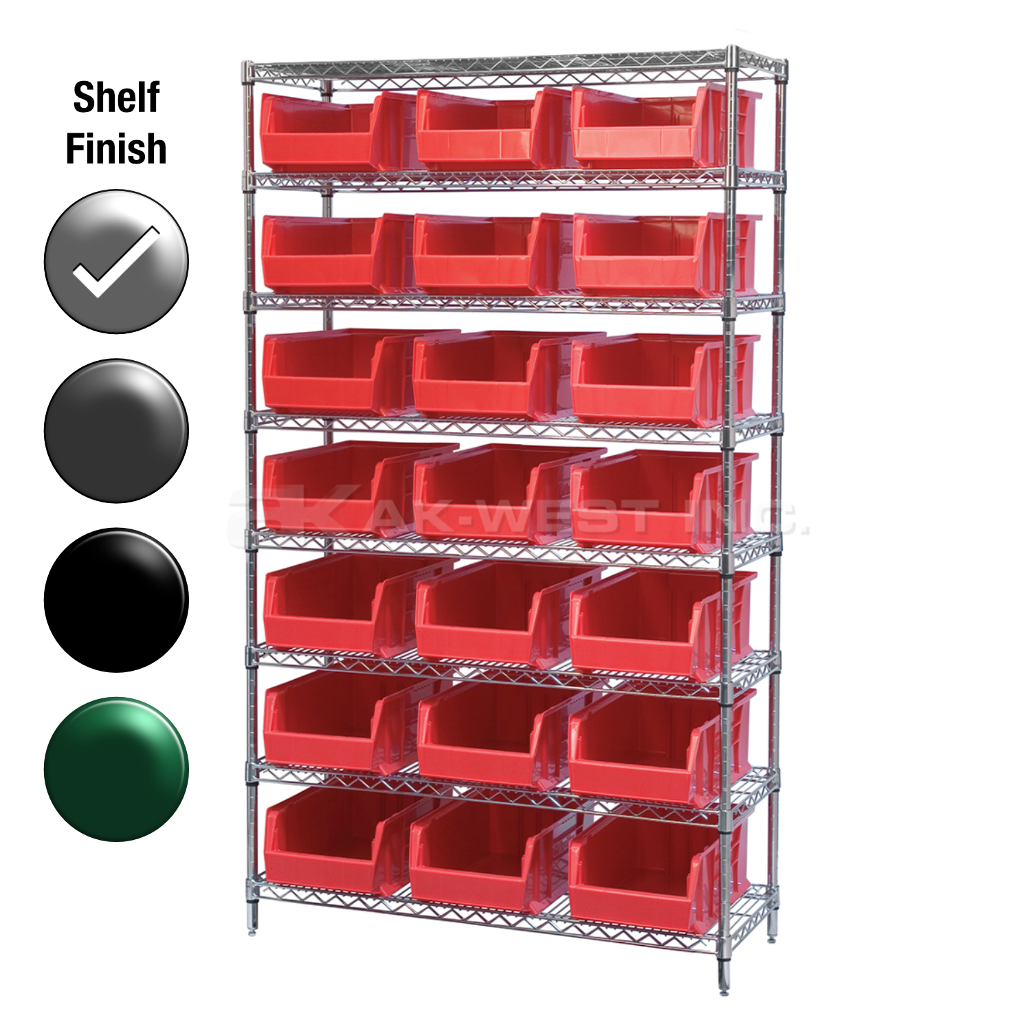 24"D x 36"W x 74"H Chrome Shelf w/ (8) Shelves and (21) 30286s