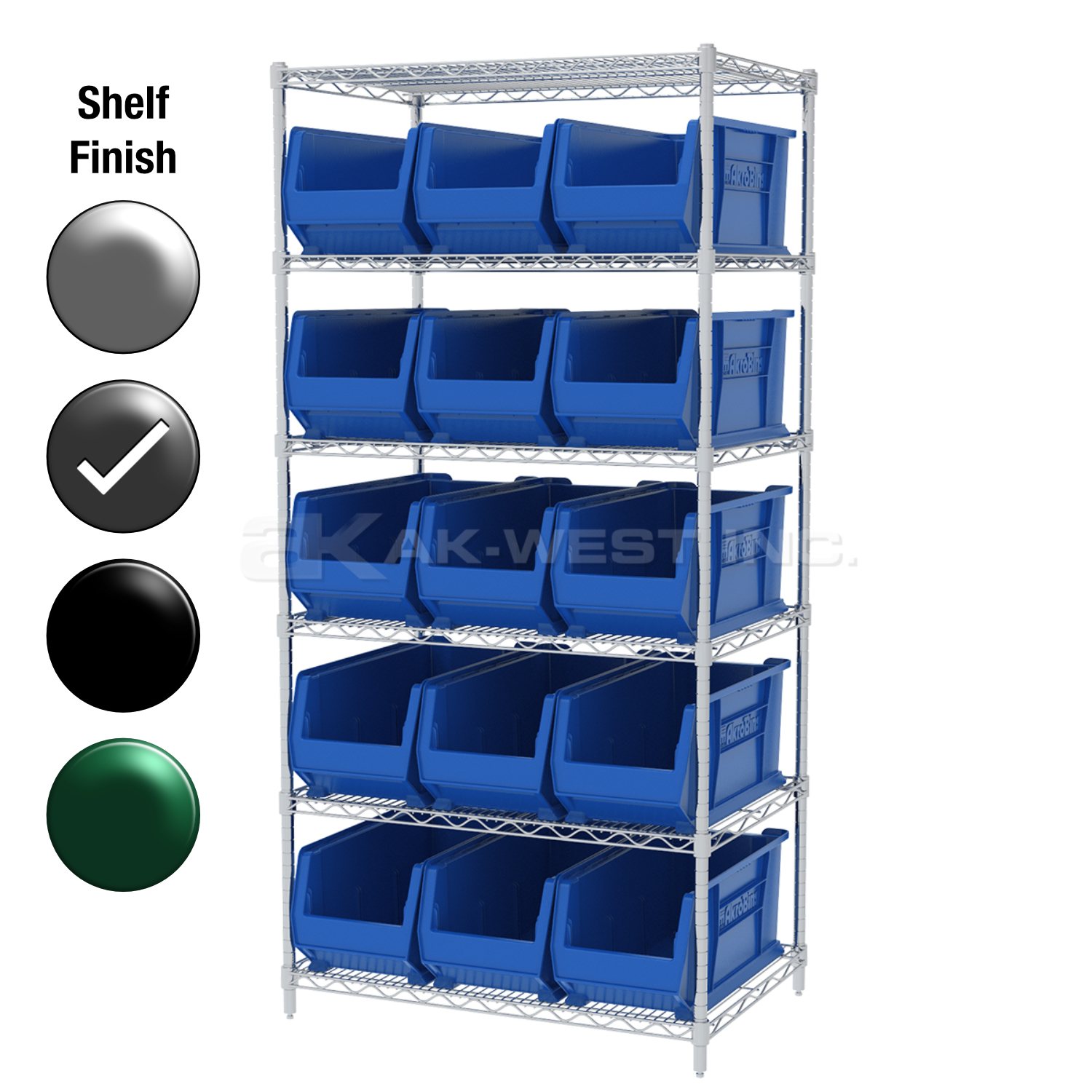 24"D x 36"W x 74"H Grey Epoxy Shelf w/ (6) Shelves and (15) 30287s