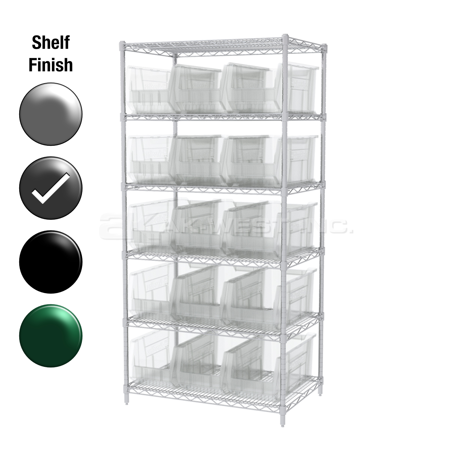24"D x 36"W x 74"H Grey Epoxy Shelf w/ (6) Shelves and (15) 30287s
