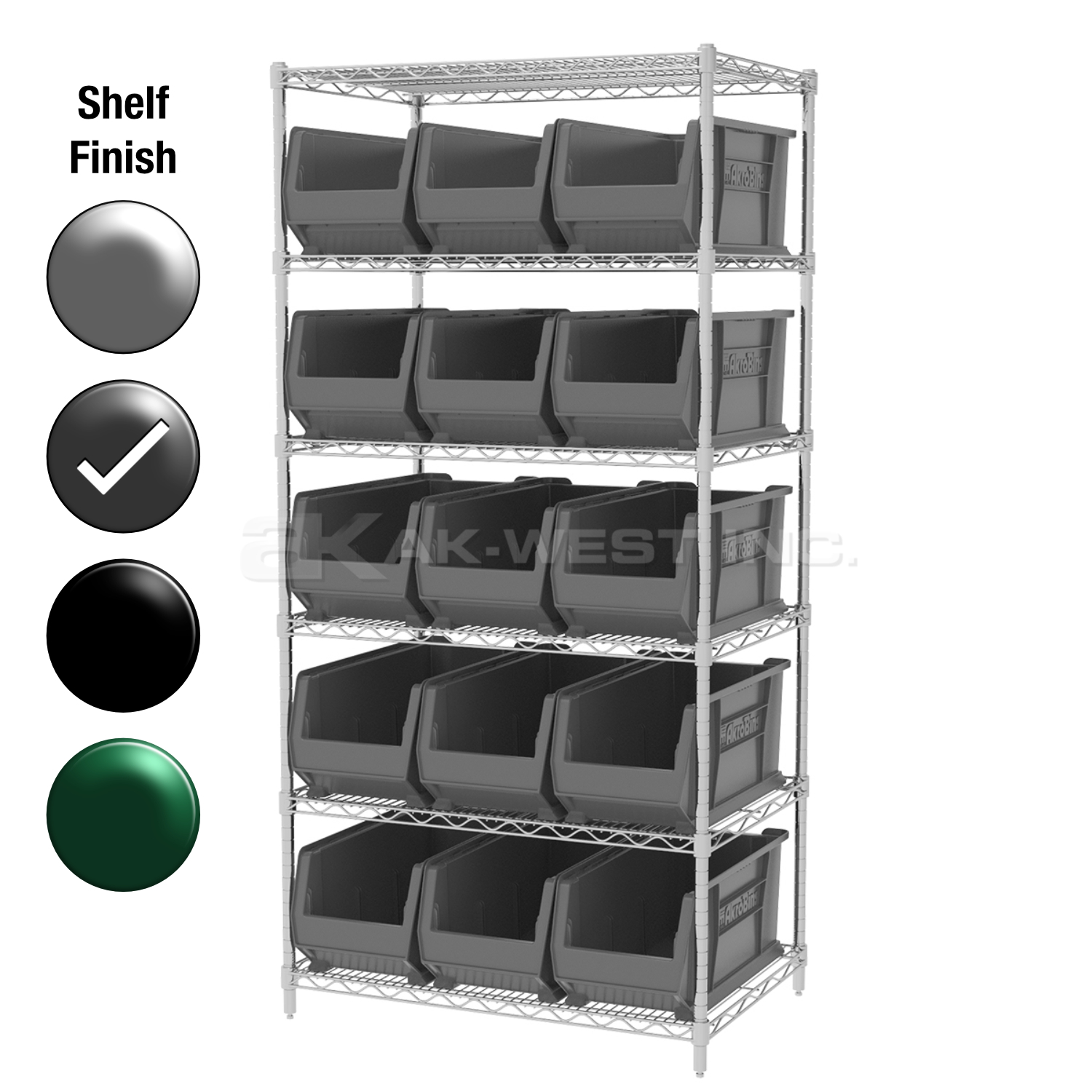 24"D x 36"W x 74"H Grey Epoxy Shelf w/ (6) Shelves and (15) 30287s