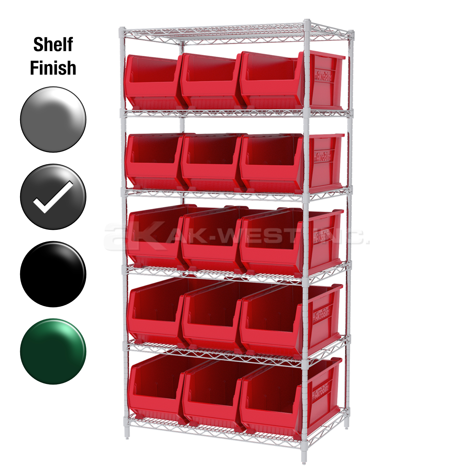 24"D x 36"W x 74"H Grey Epoxy Shelf w/ (6) Shelves and (15) 30287s