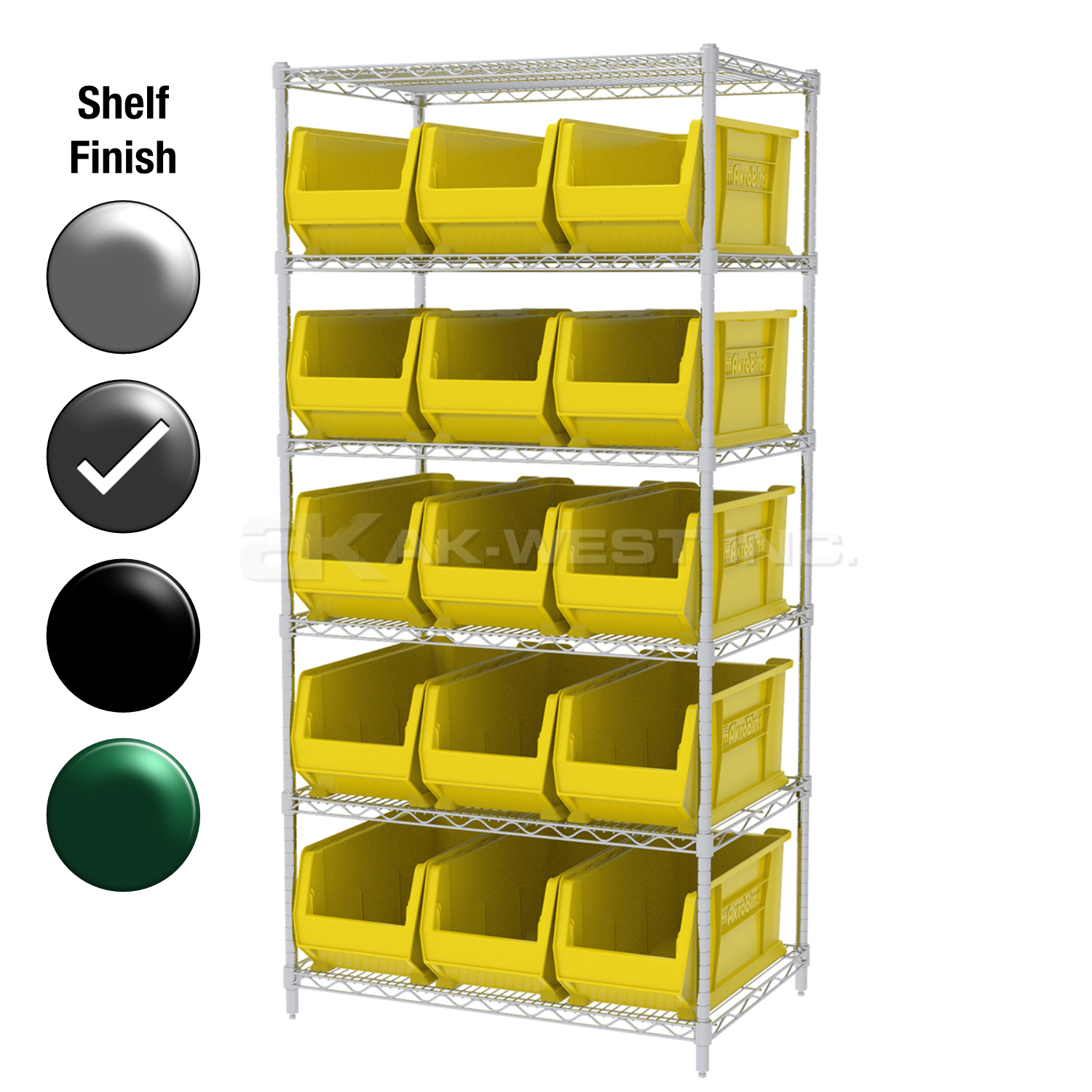24"D x 36"W x 74"H Grey Epoxy Shelf w/ (6) Shelves and (15) 30287s