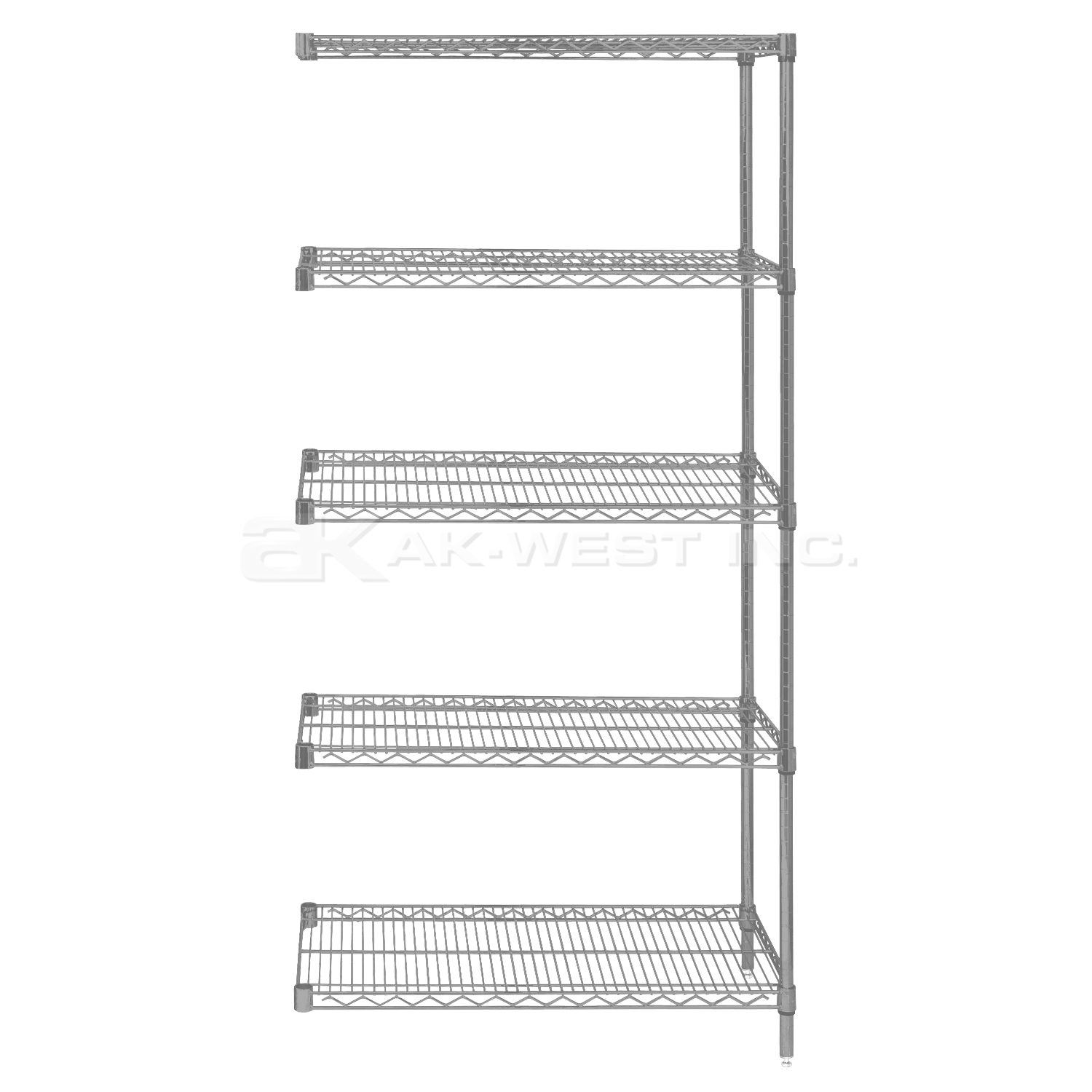 Chrome, 24"D x 36"W x 74"H, 5 Shelf, Wire Shelving Adder Kit