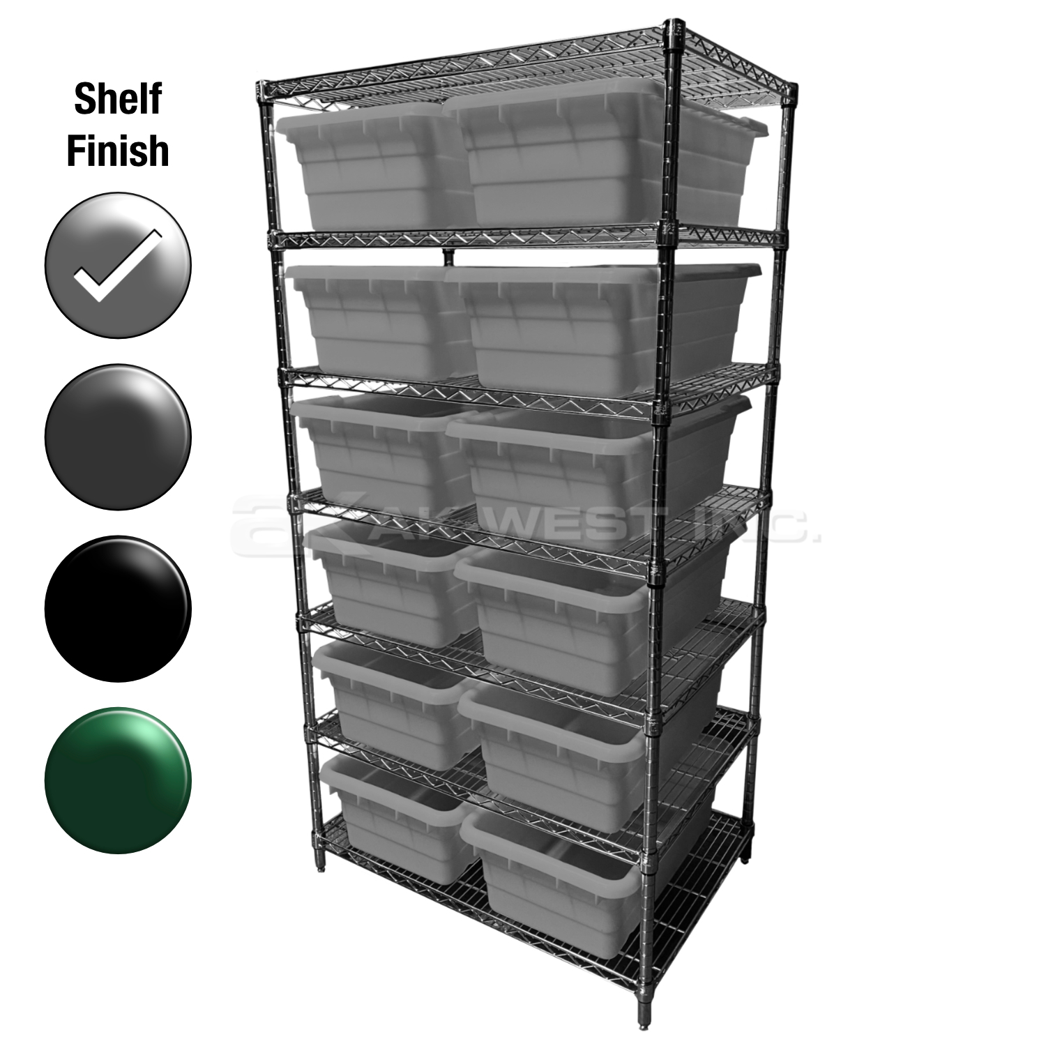 24"D x 36"W x 74"H Chrome Shelf w/ (7) Shelves and (12) JL25160968s