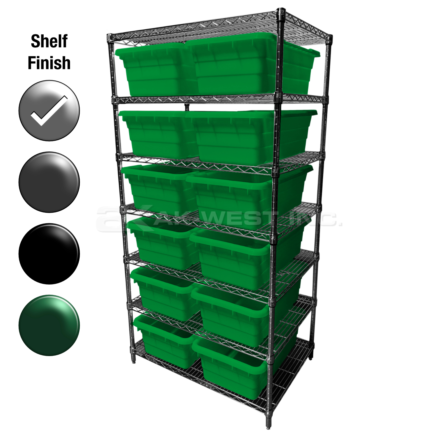 24"D x 36"W x 74"H Chrome Shelf w/ (7) Shelves and (12) JL25160968s