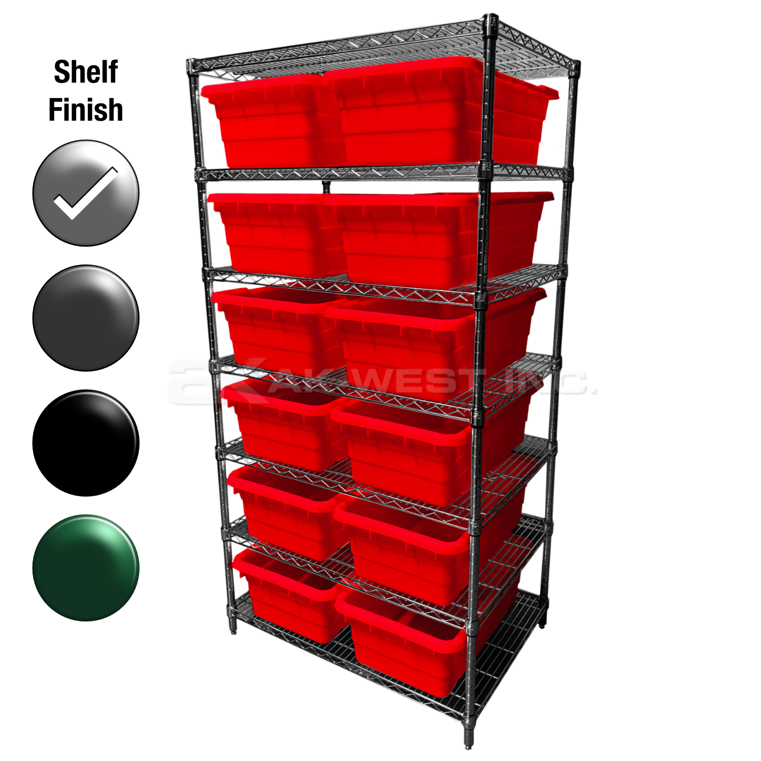 24"D x 36"W x 74"H Chrome Shelf w/ (7) Shelves and (12) JL25160968s