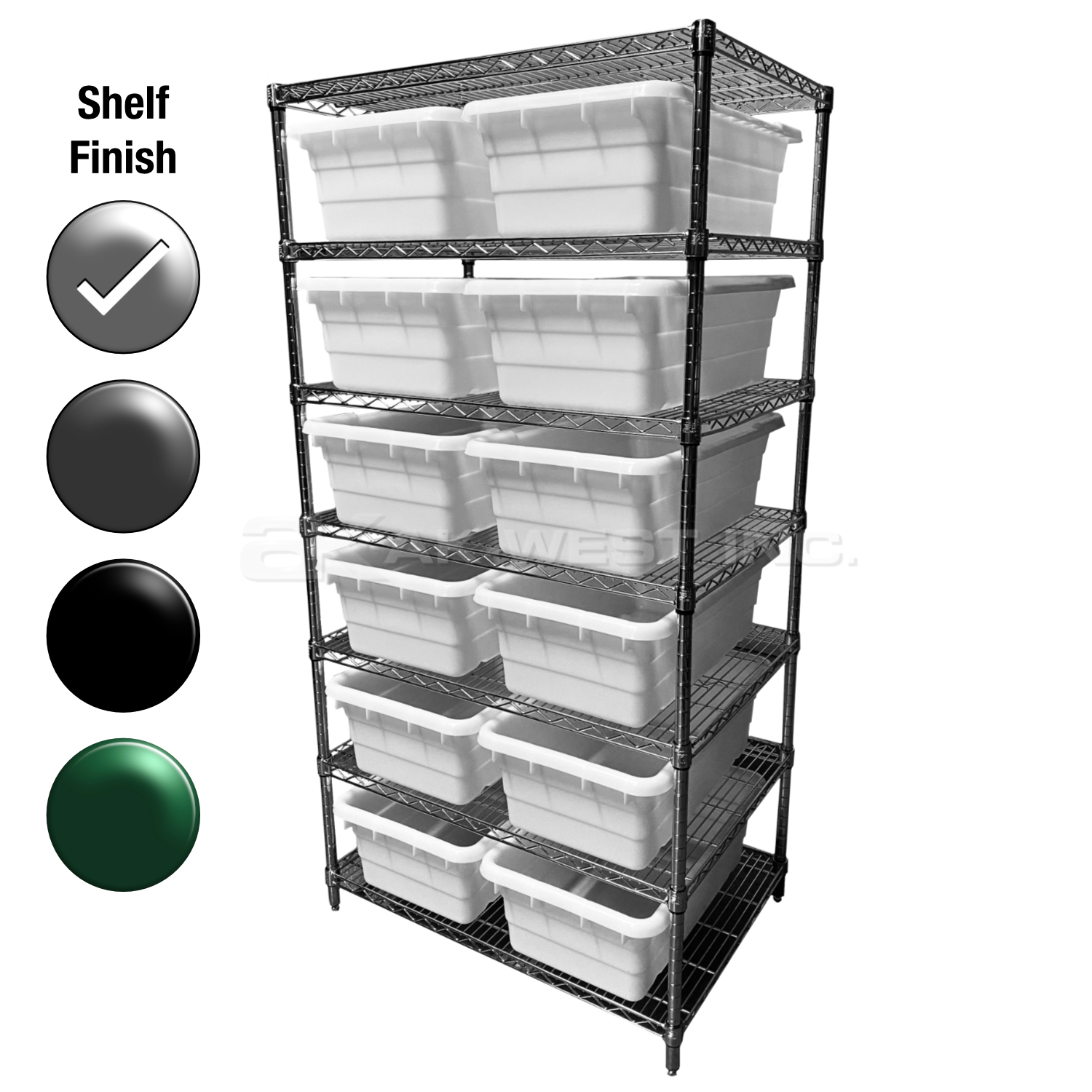 24"D x 36"W x 74"H Chrome Shelf w/ (7) Shelves and (12) JL25160968s