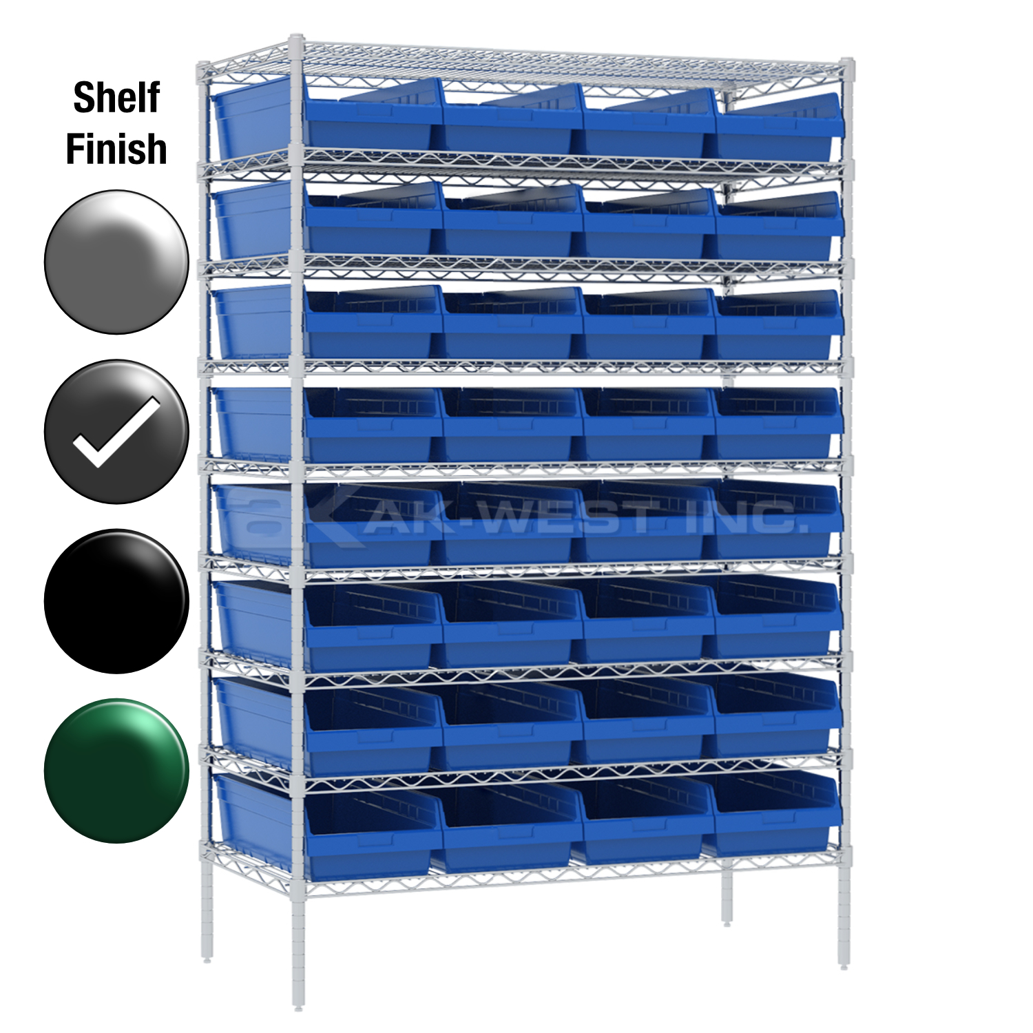 24"D x 48"W x 74"H Grey Epoxy Shelf w/ (9) Shelves and (32) 30014s