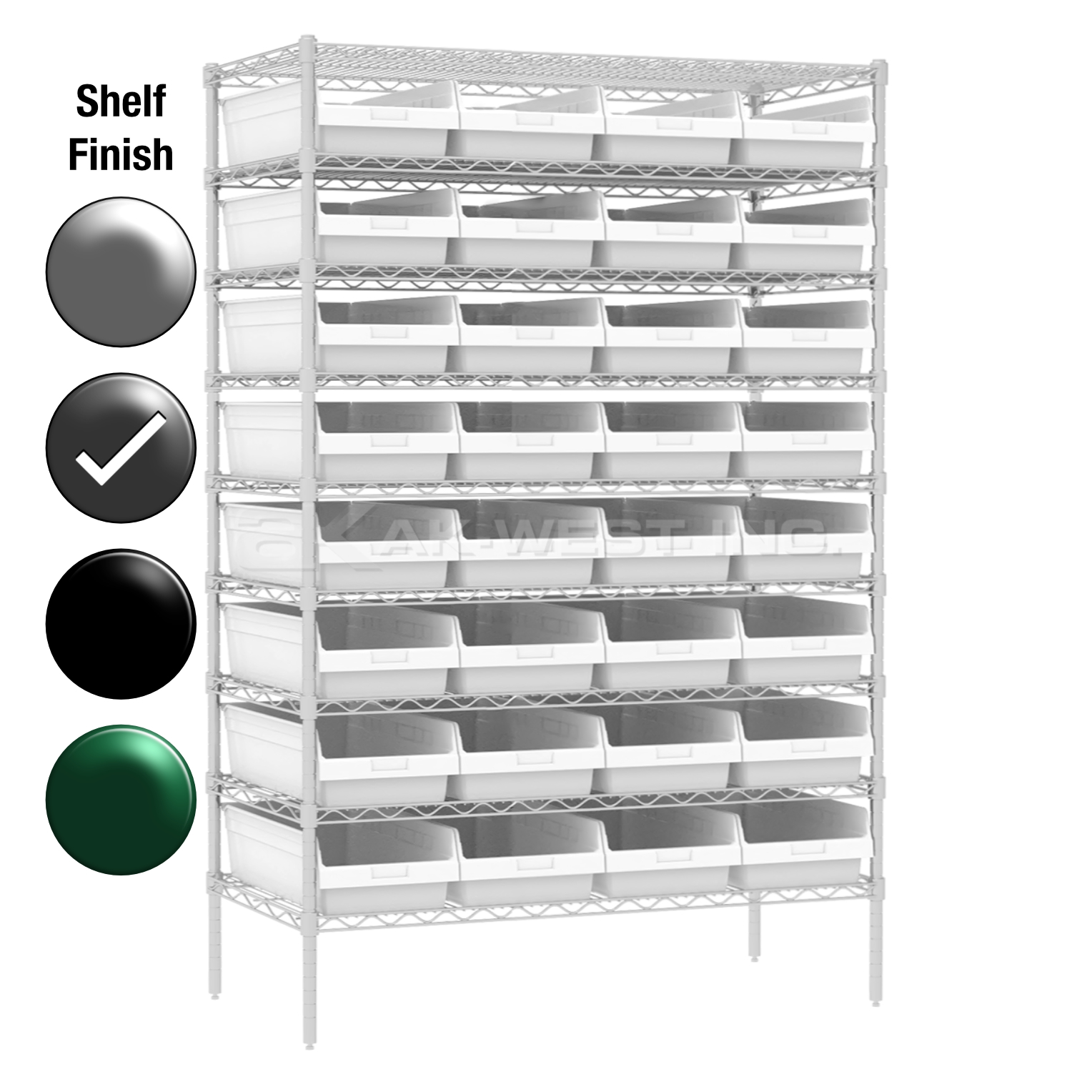 24"D x 48"W x 74"H Grey Epoxy Shelf w/ (9) Shelves and (32) 30014s