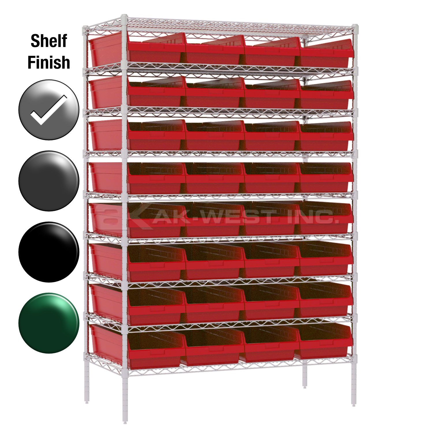 24"D x 48"W x 74"H Chrome Shelf w/ (9) Shelves and (32) 30014s
