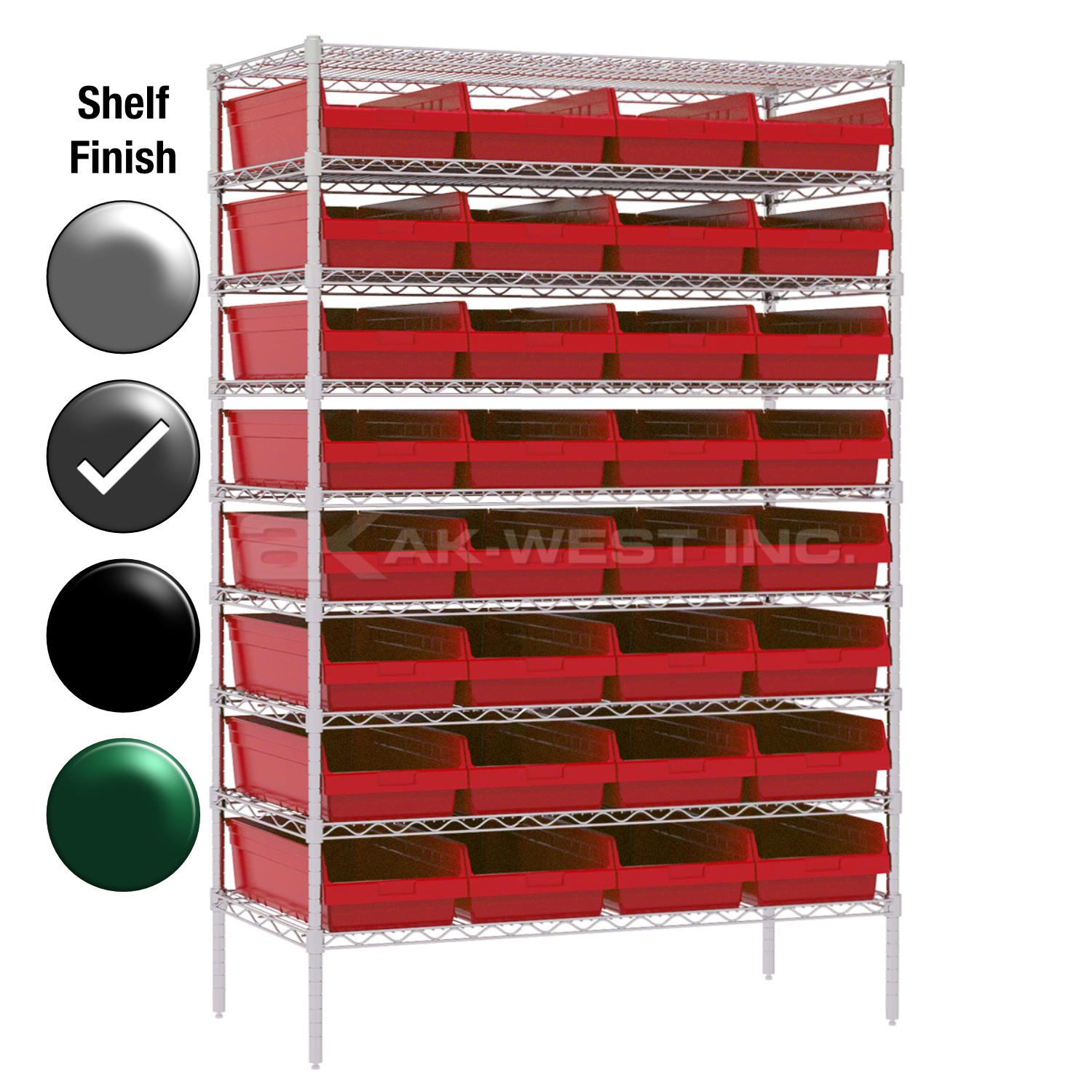 24"D x 48"W x 74"H Grey Epoxy Shelf w/ (9) Shelves and (32) 30014s