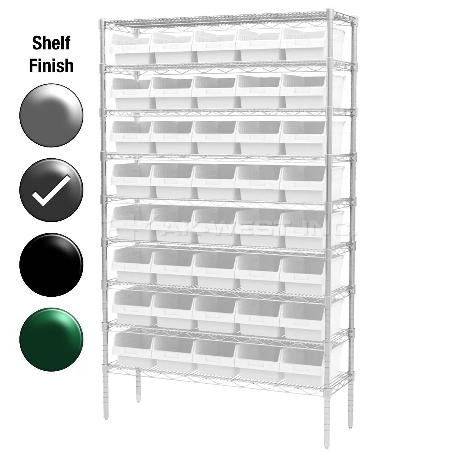 24"D x 48"W x 74"H Grey Epoxy Shelf w/ (9) Shelves and (40) 30084s