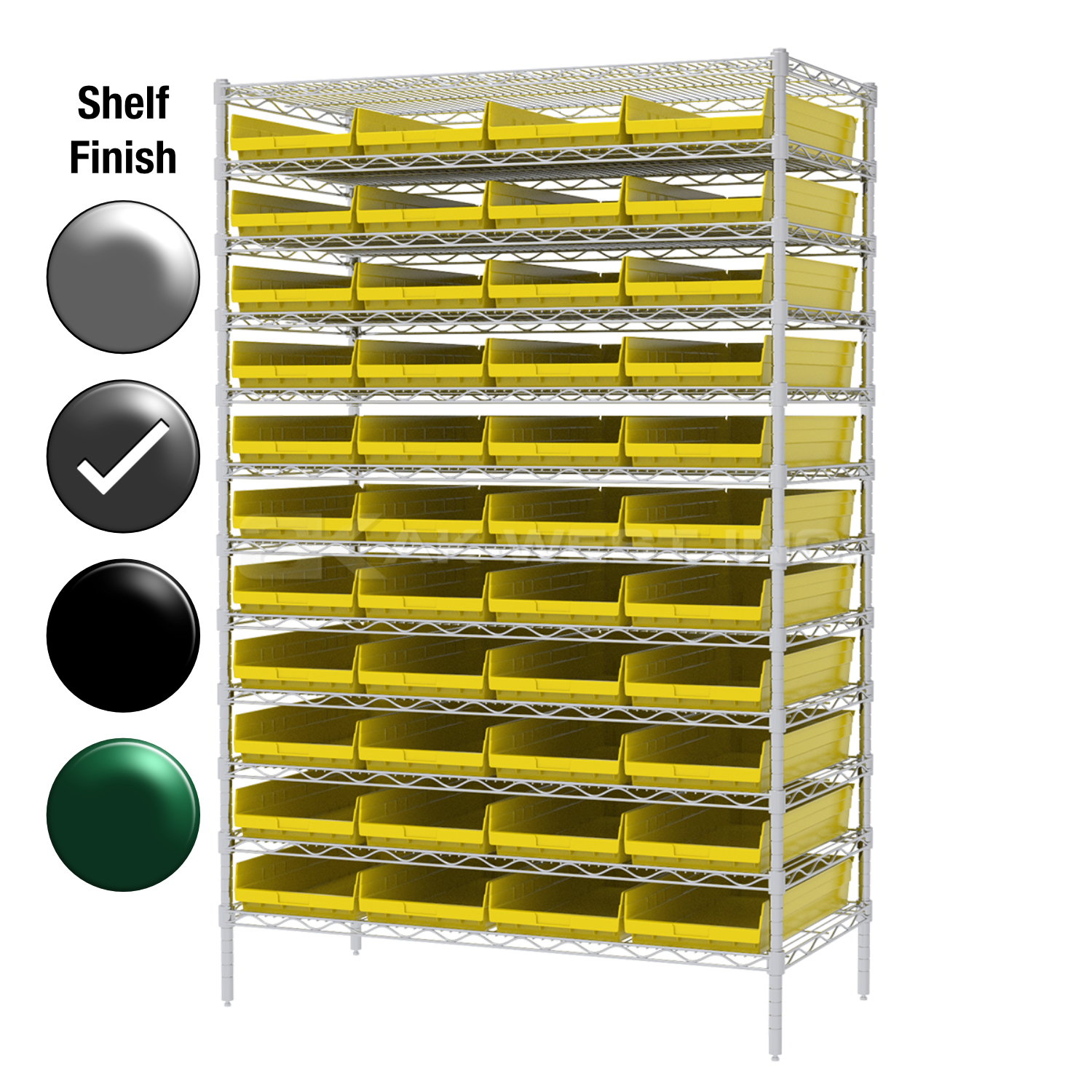 24"D x 48"W x 74"H Grey Epoxy Shelf w/ (12) Shelves and (44) 30174s