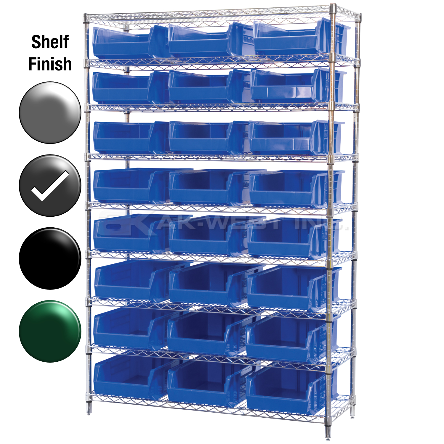 24"D x 48"W x 74"H Grey Epoxy Shelf w/ (9) Shelves and (24) 30280s