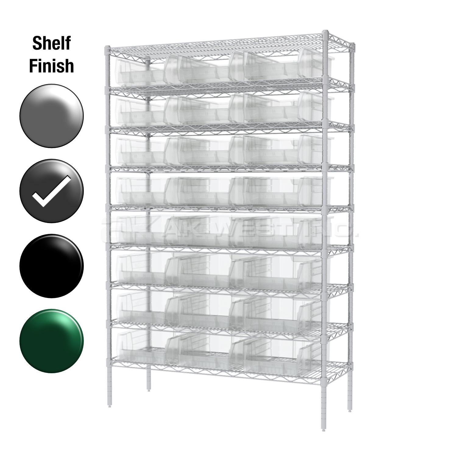 24"D x 48"W x 74"H Grey Epoxy Shelf w/ (9) Shelves and (24) 30280s