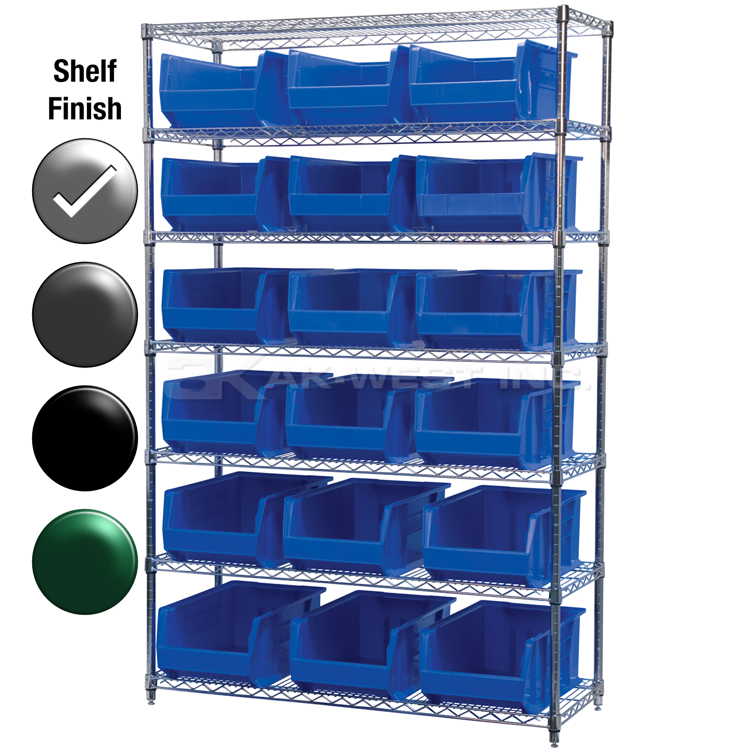 24"D x 48"W x 74"H Chrome Shelf w/ (7) Shelves and (18) 30281s