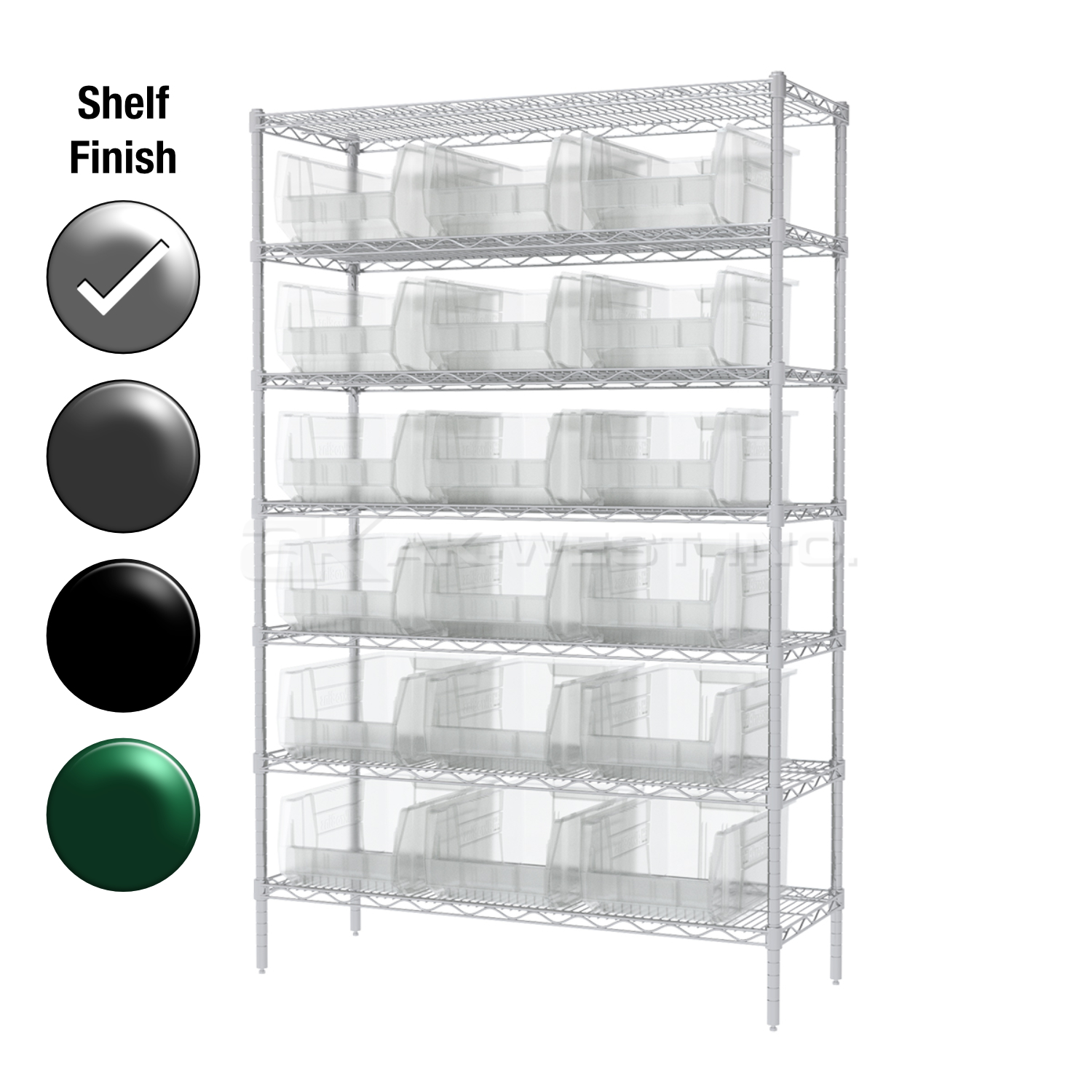 24"D x 48"W x 74"H Chrome Shelf w/ (7) Shelves and (18) 30281s