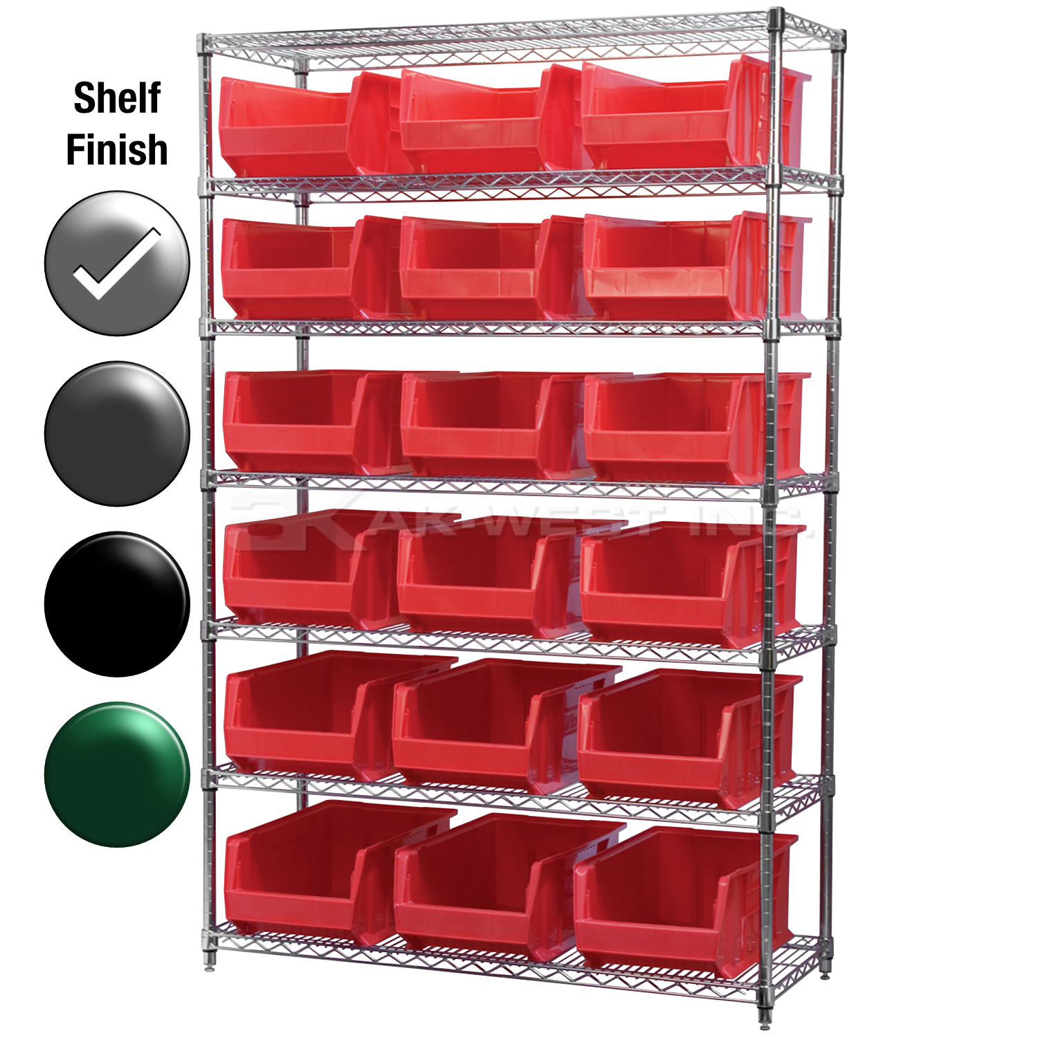 24"D x 48"W x 74"H Chrome Shelf w/ (7) Shelves and (18) 30281s