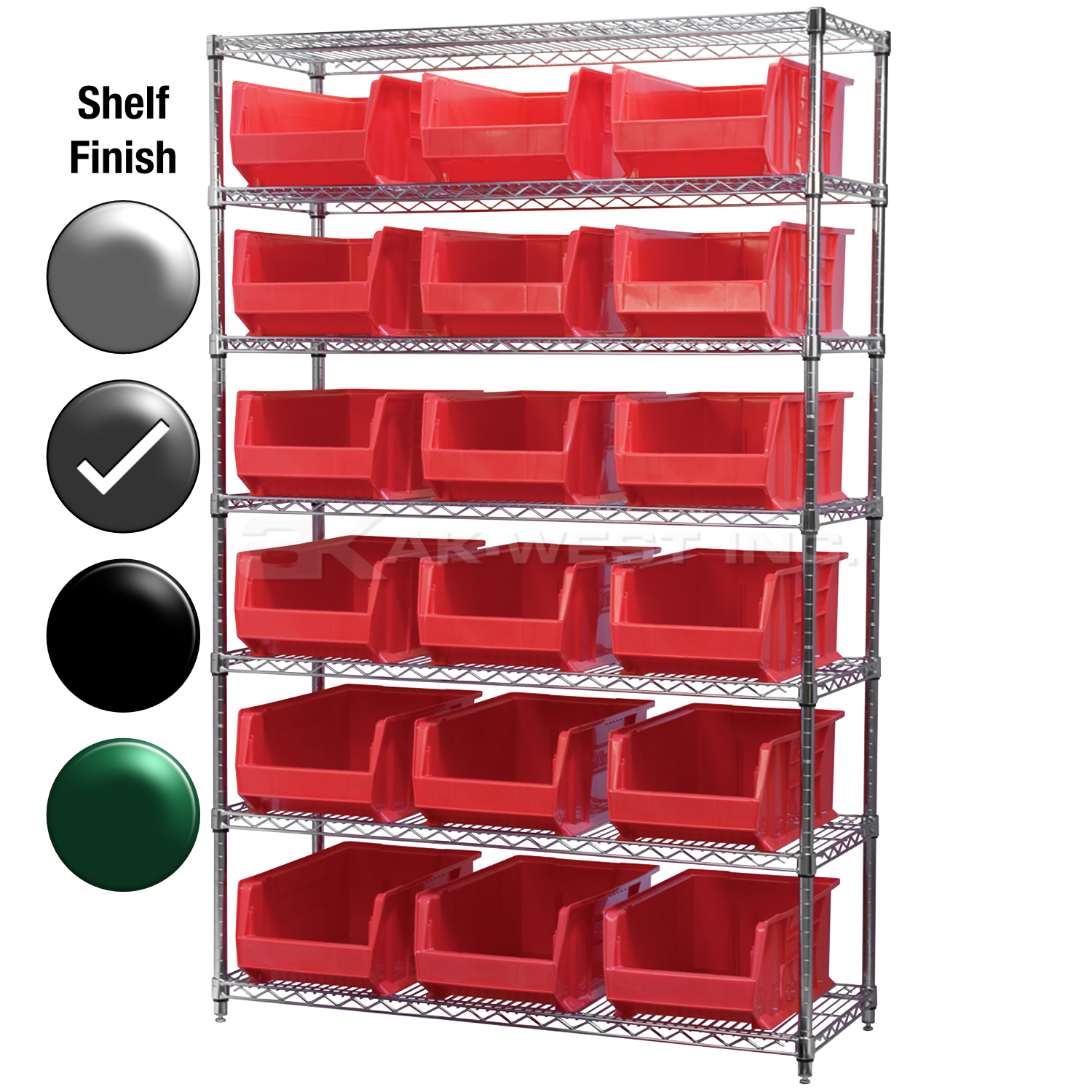 24"D x 48"W x 74"H Grey Epoxy Shelf w/ (7) Shelves and (18) 30281s