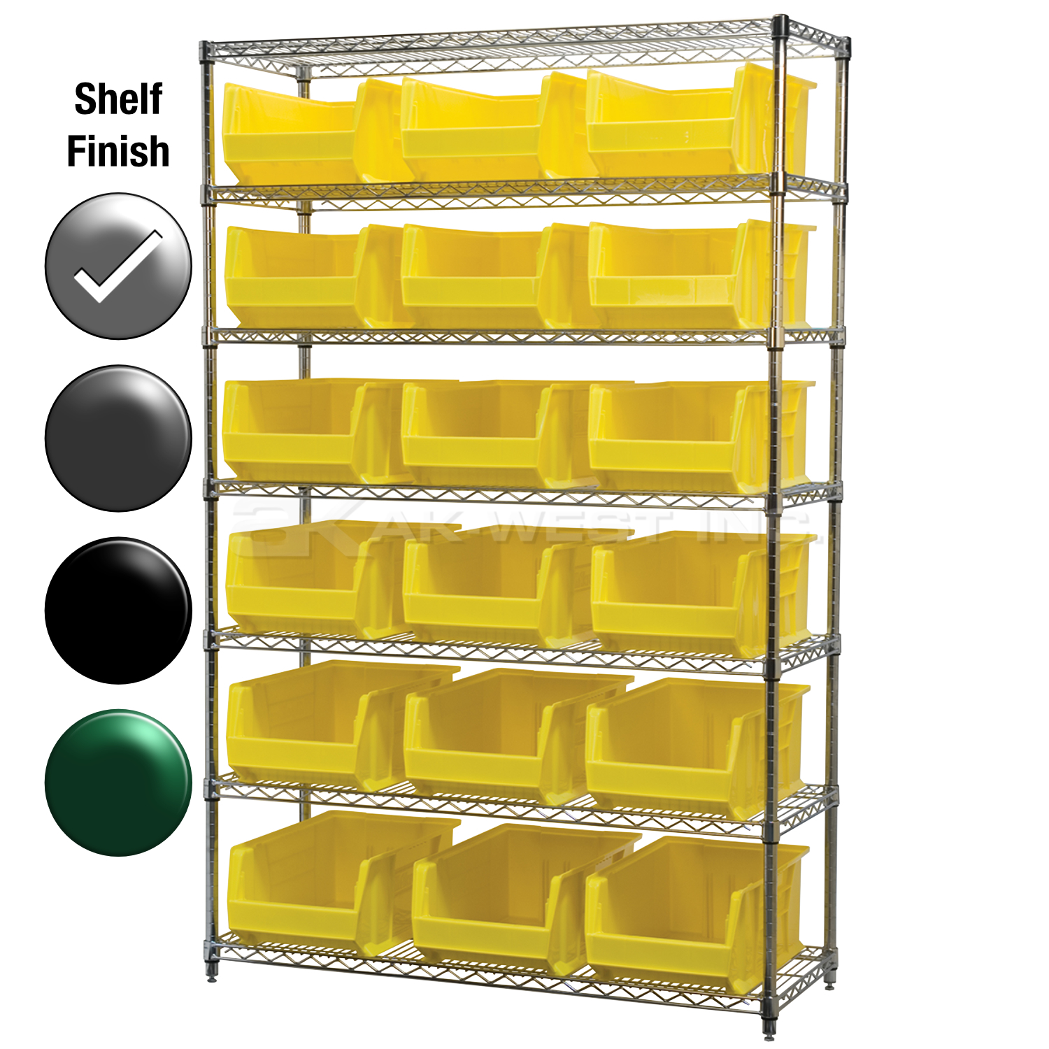 24"D x 48"W x 74"H Chrome Shelf w/ (7) Shelves and (18) 30281s