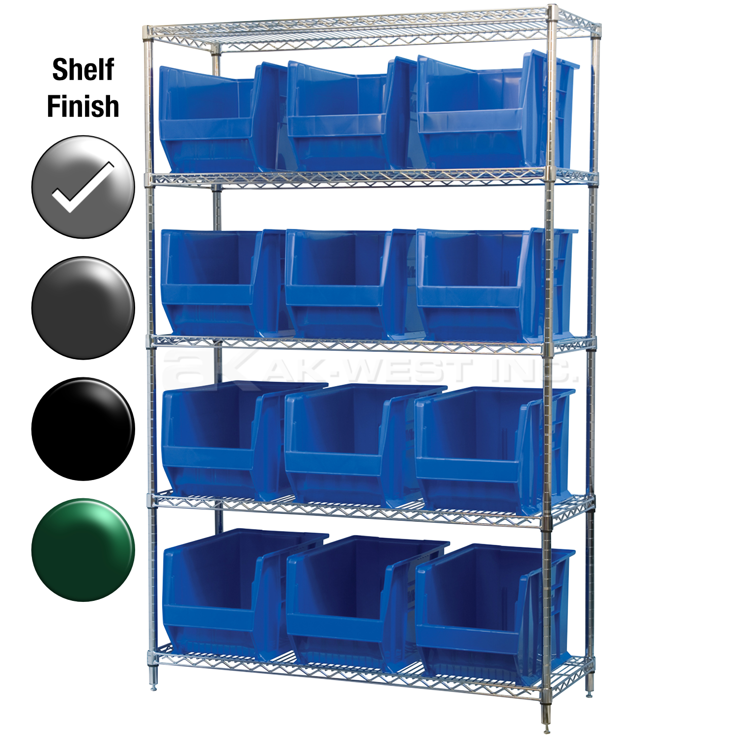 24"D x 48"W x 74"H Chrome Shelf w/ (5) Shelves and (12) 30282s
