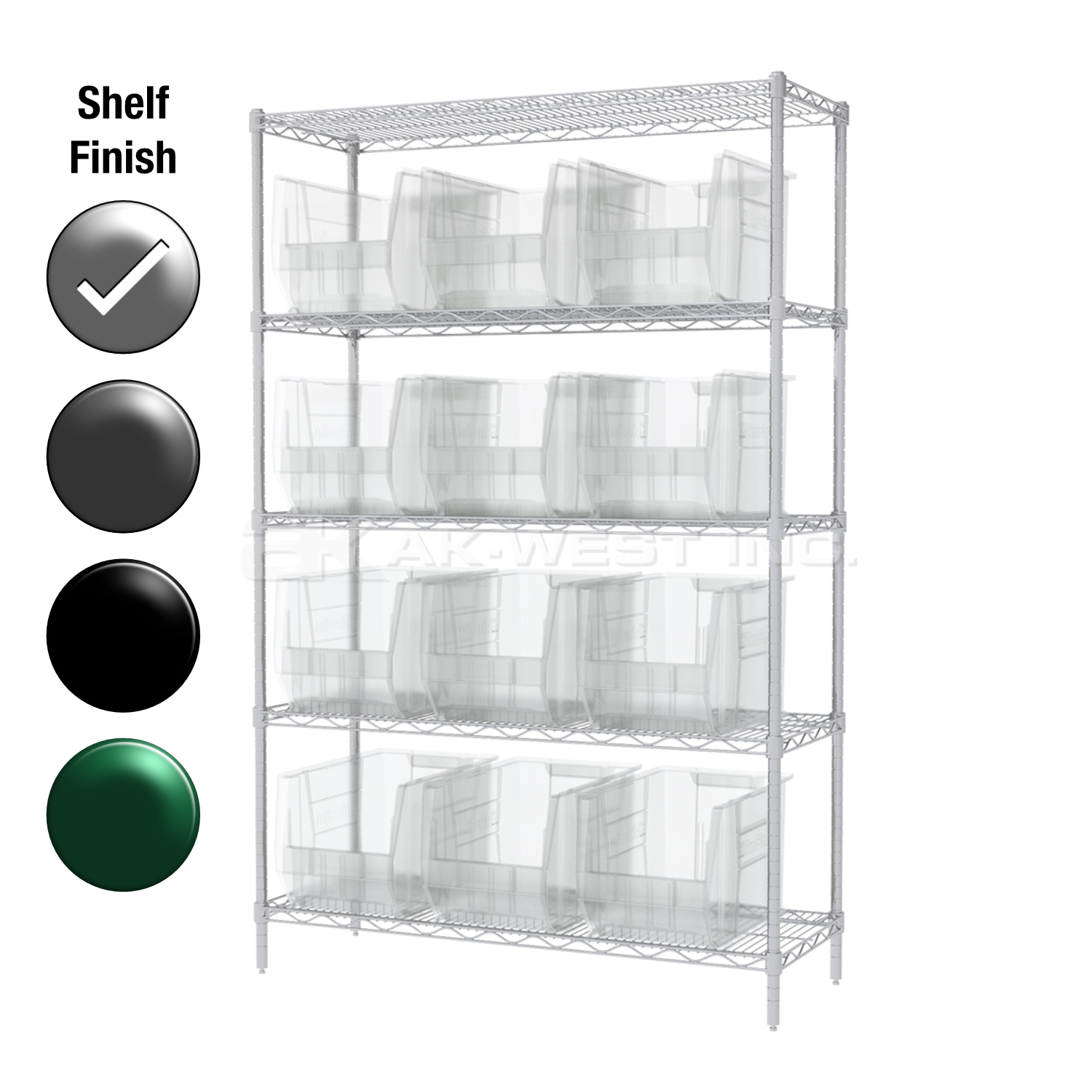 24"D x 48"W x 74"H Chrome Shelf w/ (5) Shelves and (12) 30282s