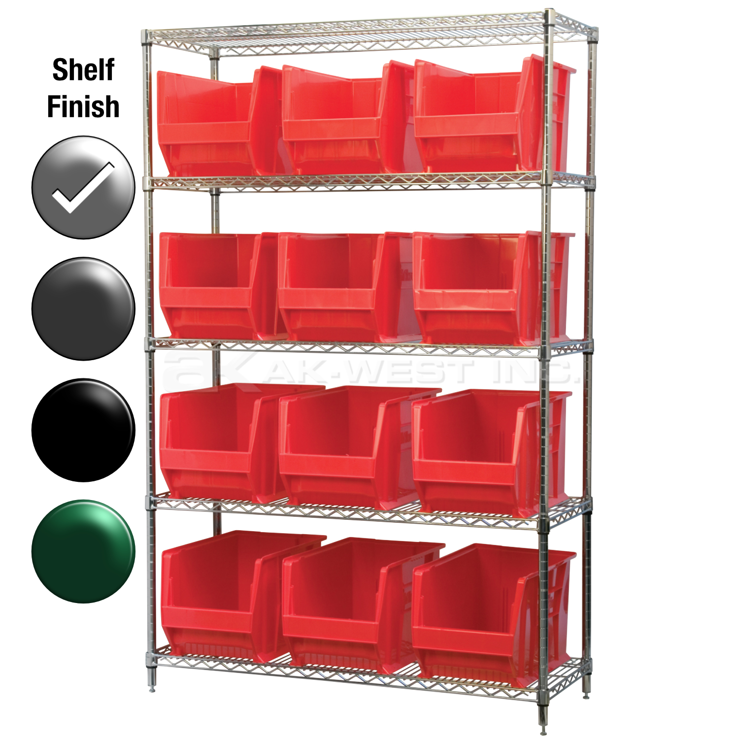 24"D x 48"W x 74"H Chrome Shelf w/ (5) Shelves and (12) 30282s