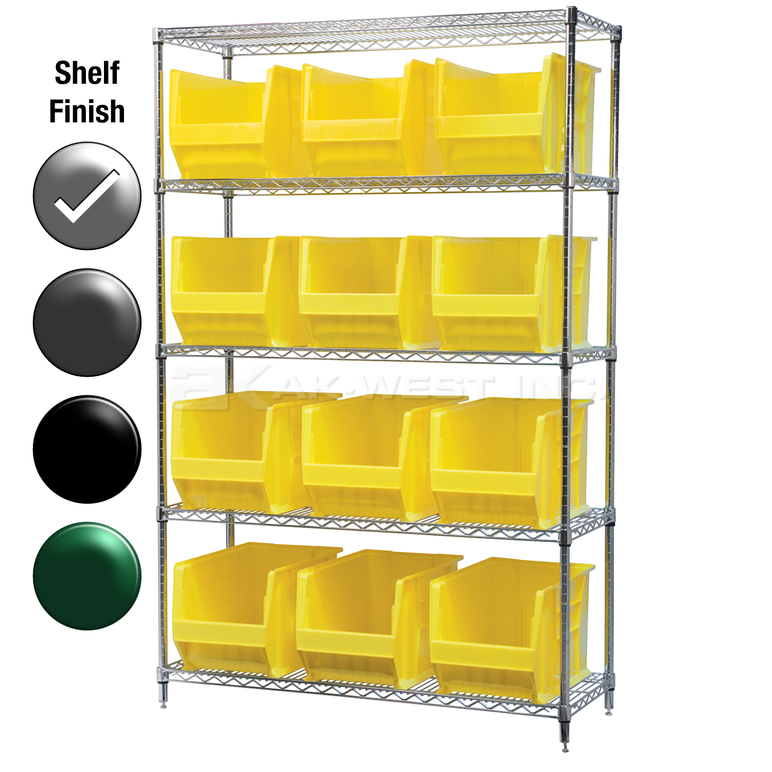 24"D x 48"W x 74"H Chrome Shelf w/ (5) Shelves and (12) 30282s