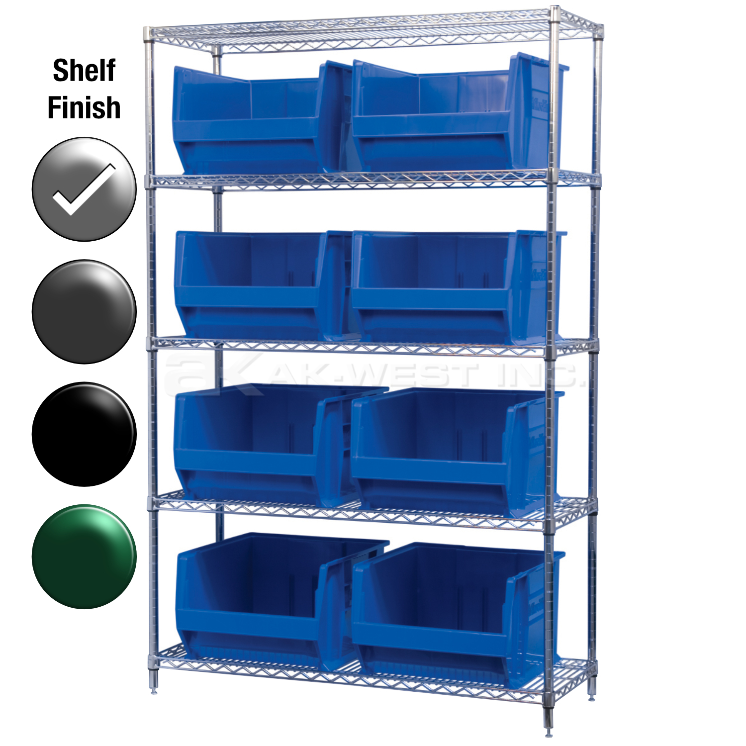 24"D x 48"W x 74"H Chrome Shelf w/ (5) Shelves and (8) 30283s