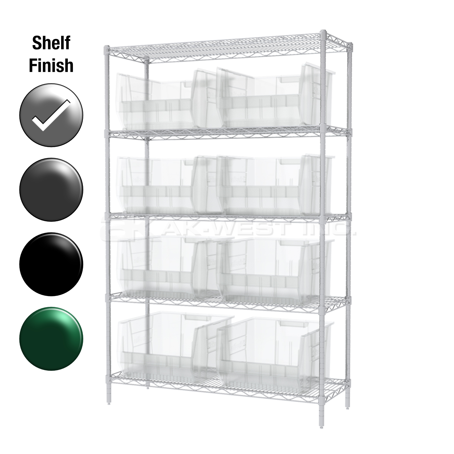 24"D x 48"W x 74"H Chrome Shelf w/ (5) Shelves and (8) 30283s