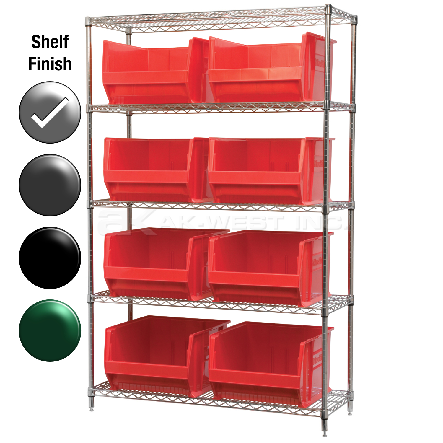 24"D x 48"W x 74"H Chrome Shelf w/ (5) Shelves and (8) 30283s