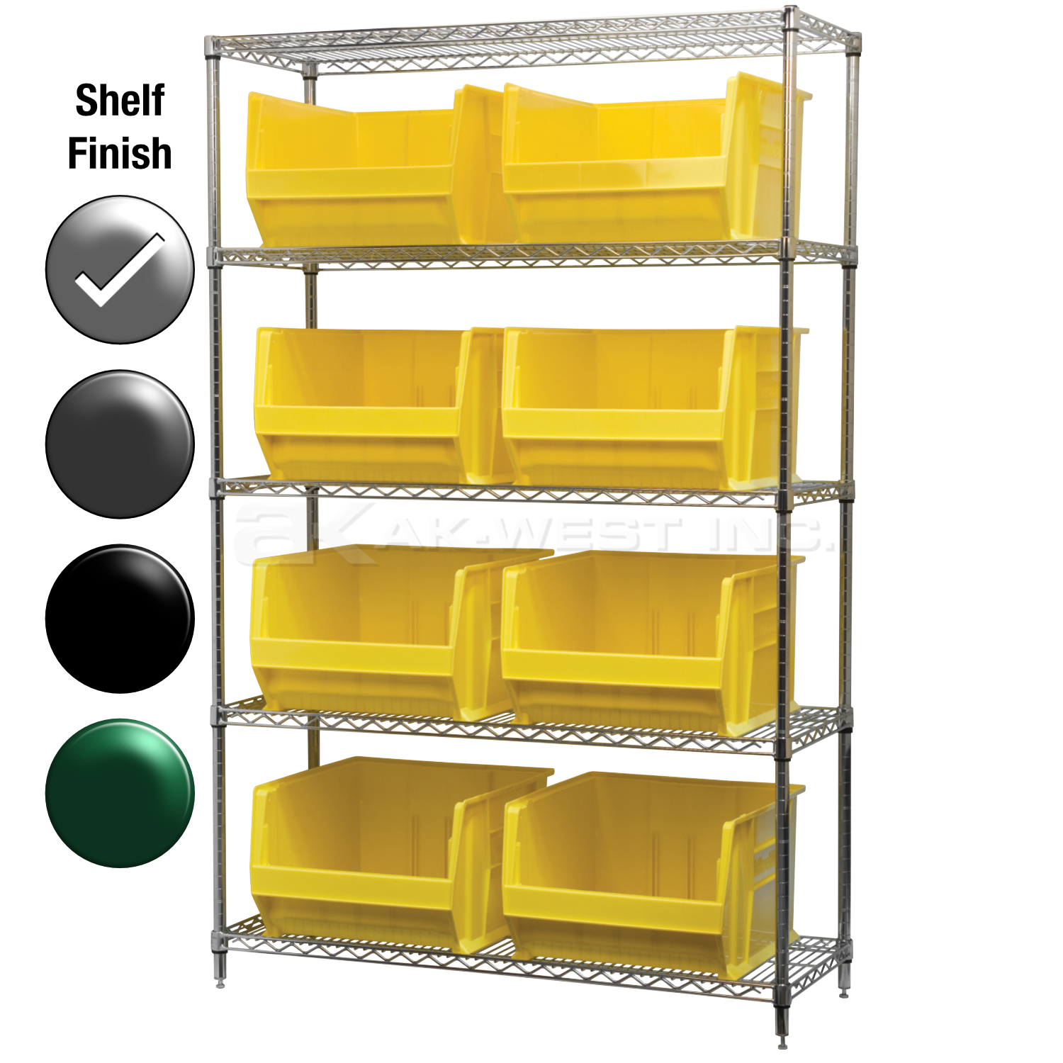 24"D x 48"W x 74"H Chrome Shelf w/ (5) Shelves and (8) 30283s
