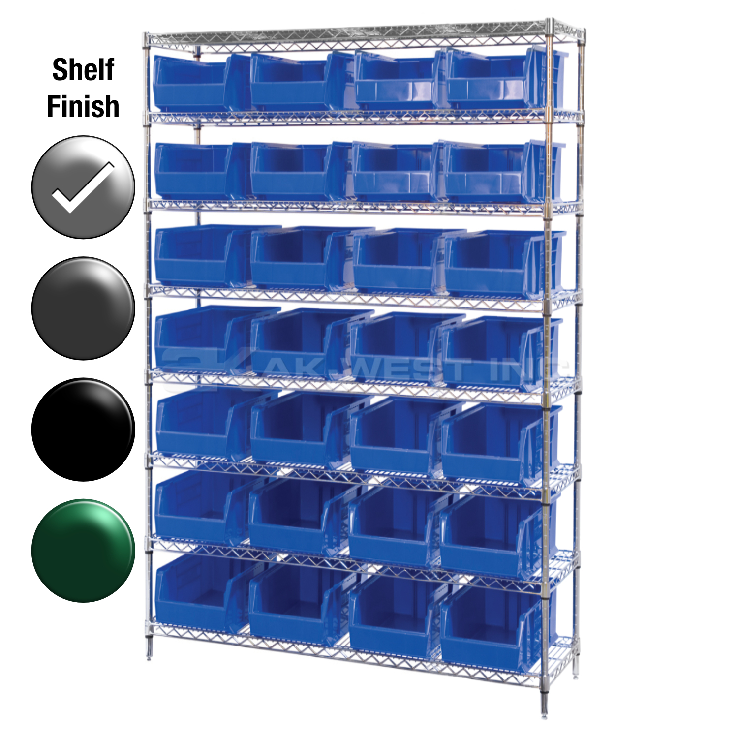 24"D x 48"W x 74"H Chrome Shelf w/ (8) Shelves and (28) 30286s