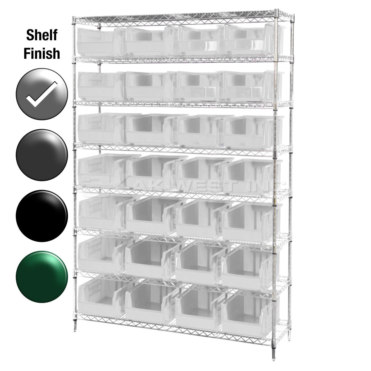 24"D x 48"W x 74"H Chrome Shelf w/ (8) Shelves and (28) 30286s