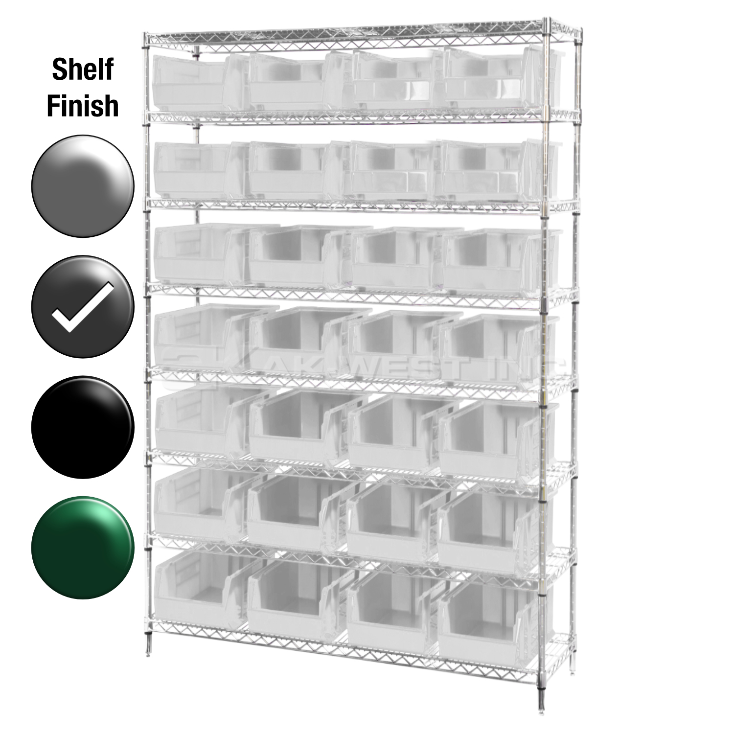 24"D x 48"W x 74"H Grey Epoxy Shelf w/ (8) Shelves and (28) 30286s