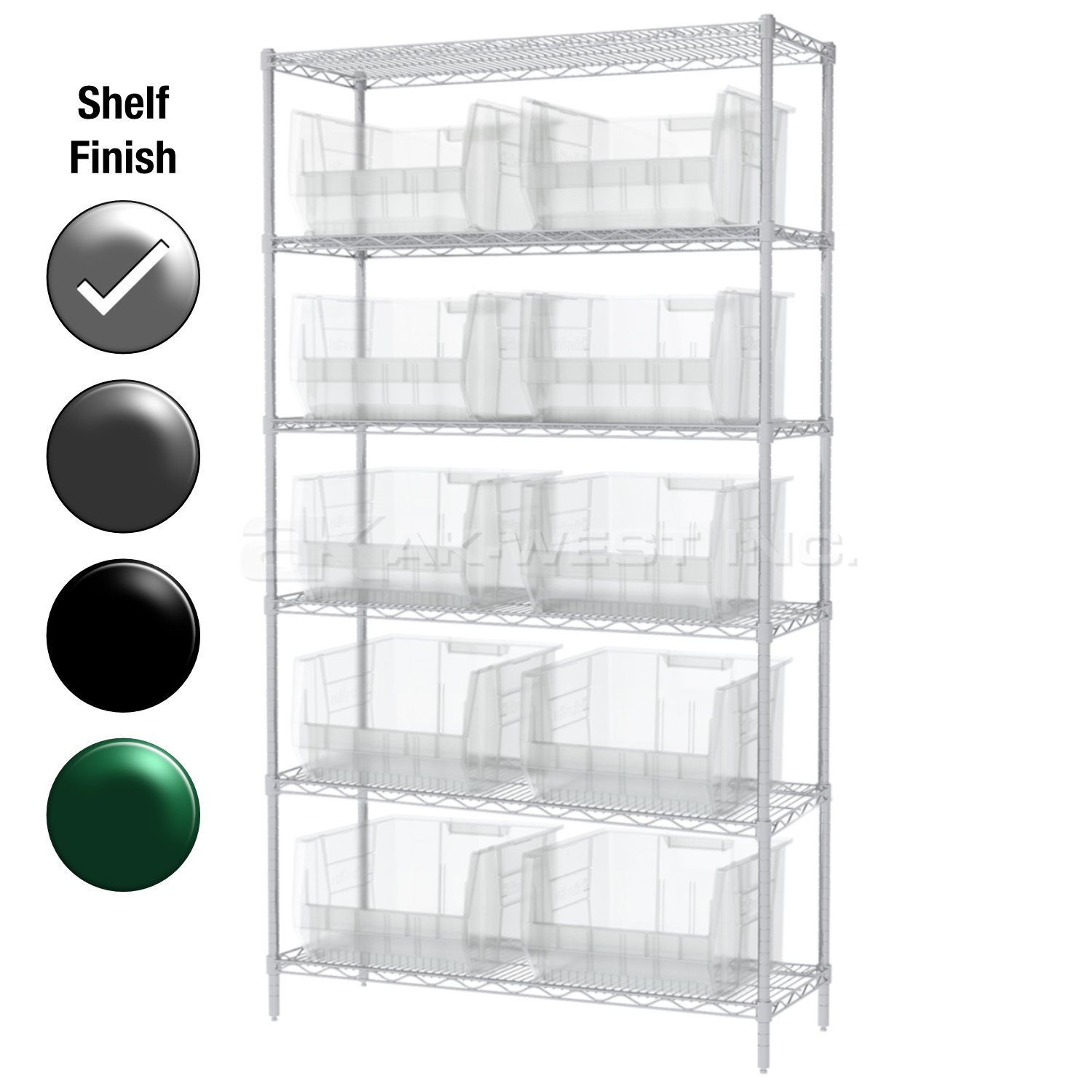 24"D x 48"W x 74"H Chrome Shelf w/ (6) Shelves and (10) 30288s