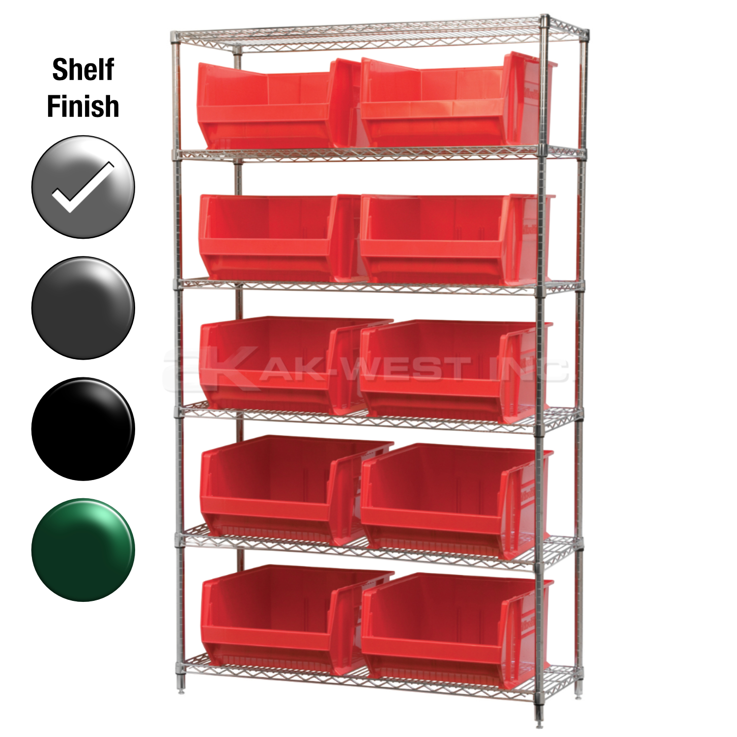 24"D x 48"W x 74"H Chrome Shelf w/ (6) Shelves and (10) 30288s